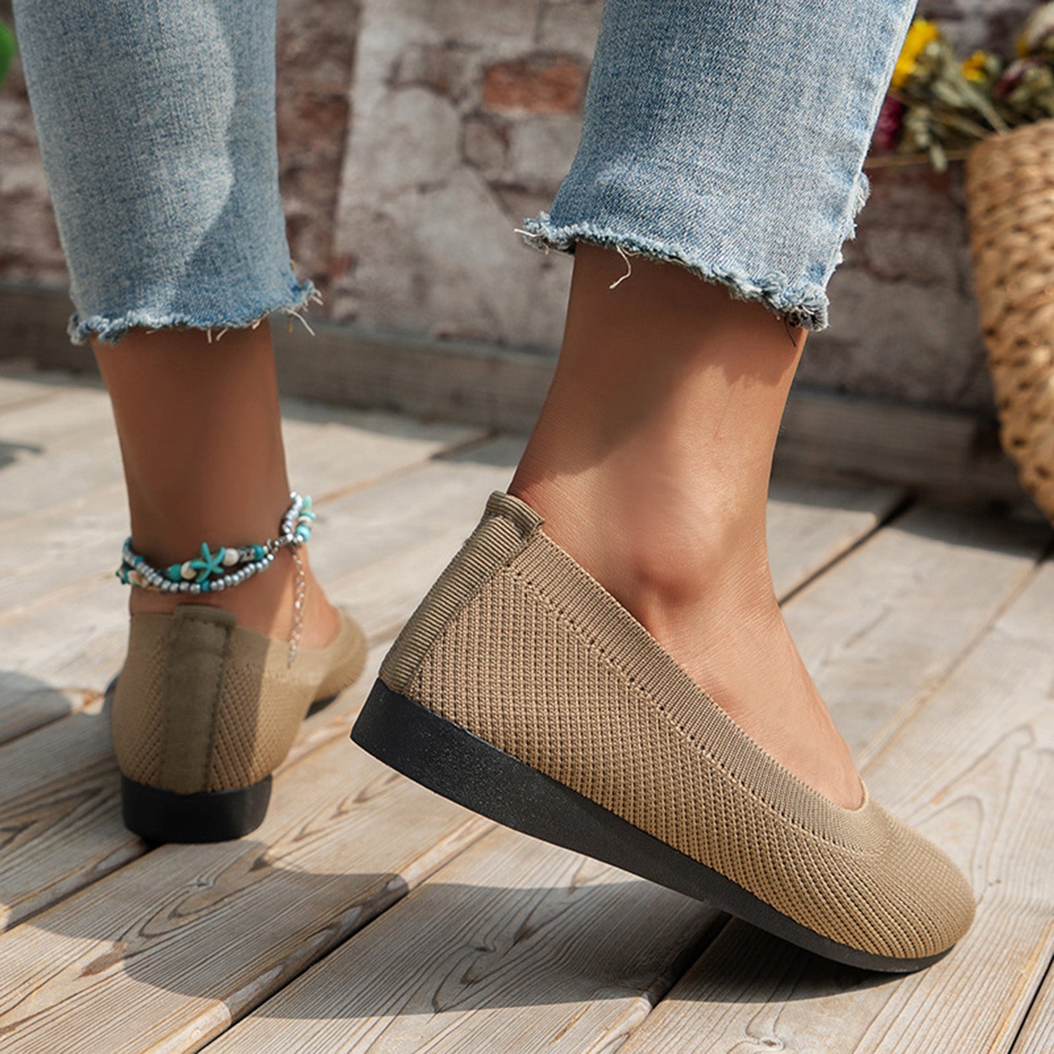 Round Toe Knit Ballet Flats - Flip Flop Dynasty