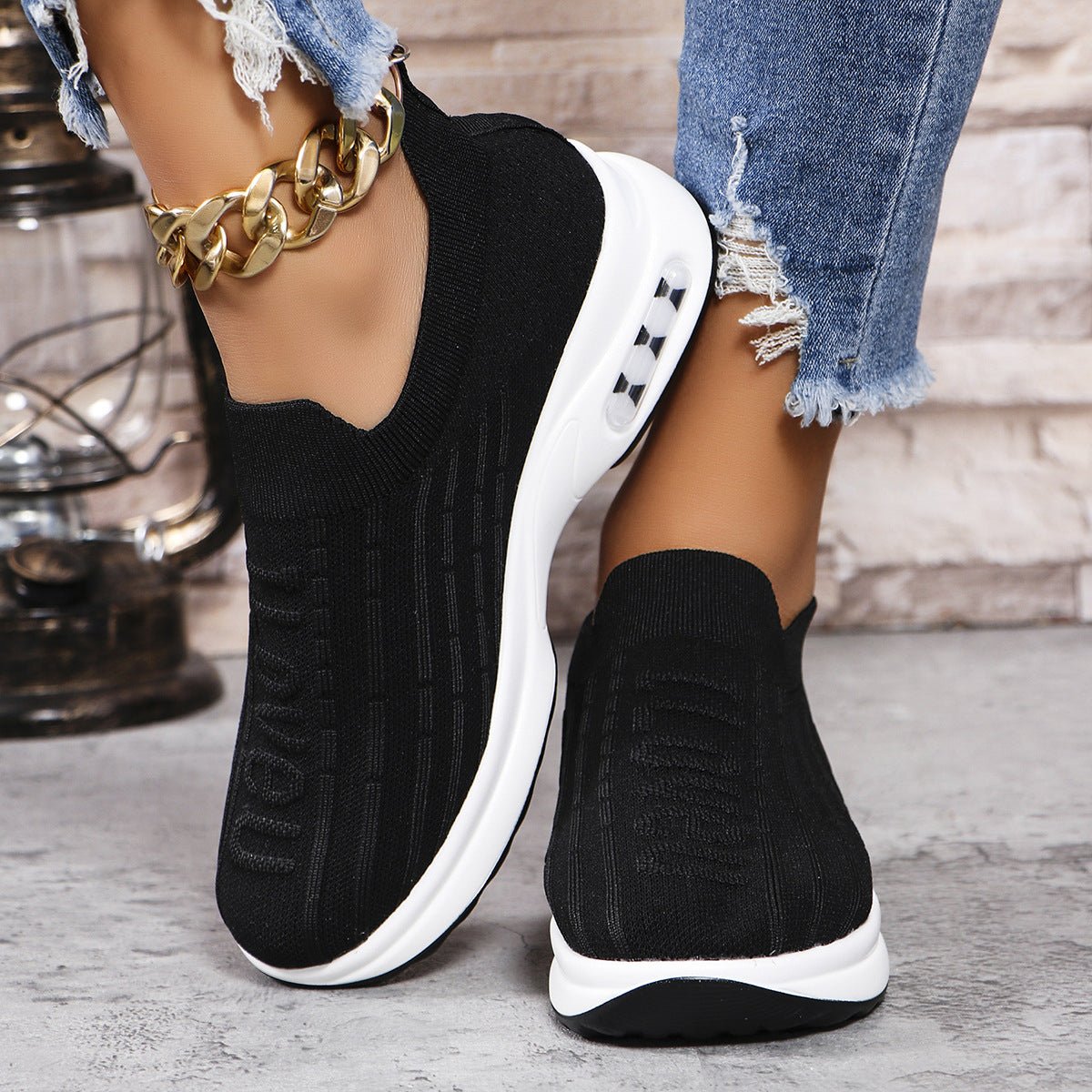 Round Toe Knit Detail Slip On - Flip Flop Dynasty