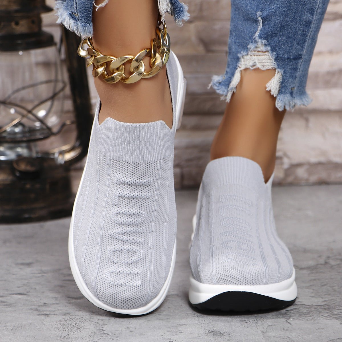 Round Toe Knit Detail Slip On - Flip Flop Dynasty