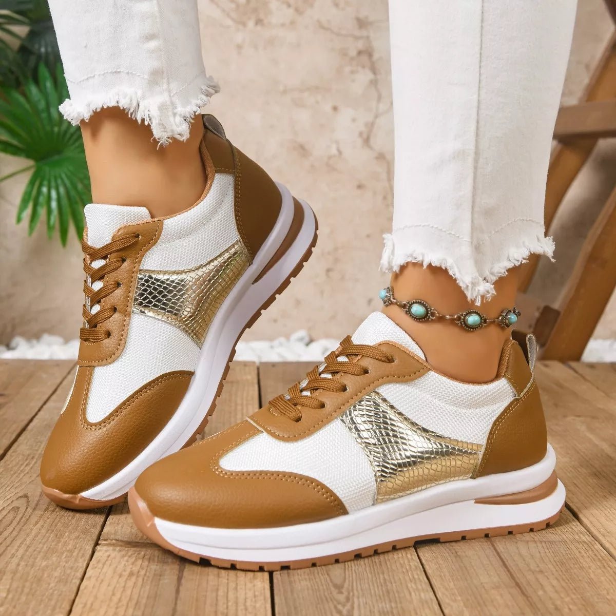 Round Toe Lace Up Sneakers - Flip Flop Dynasty