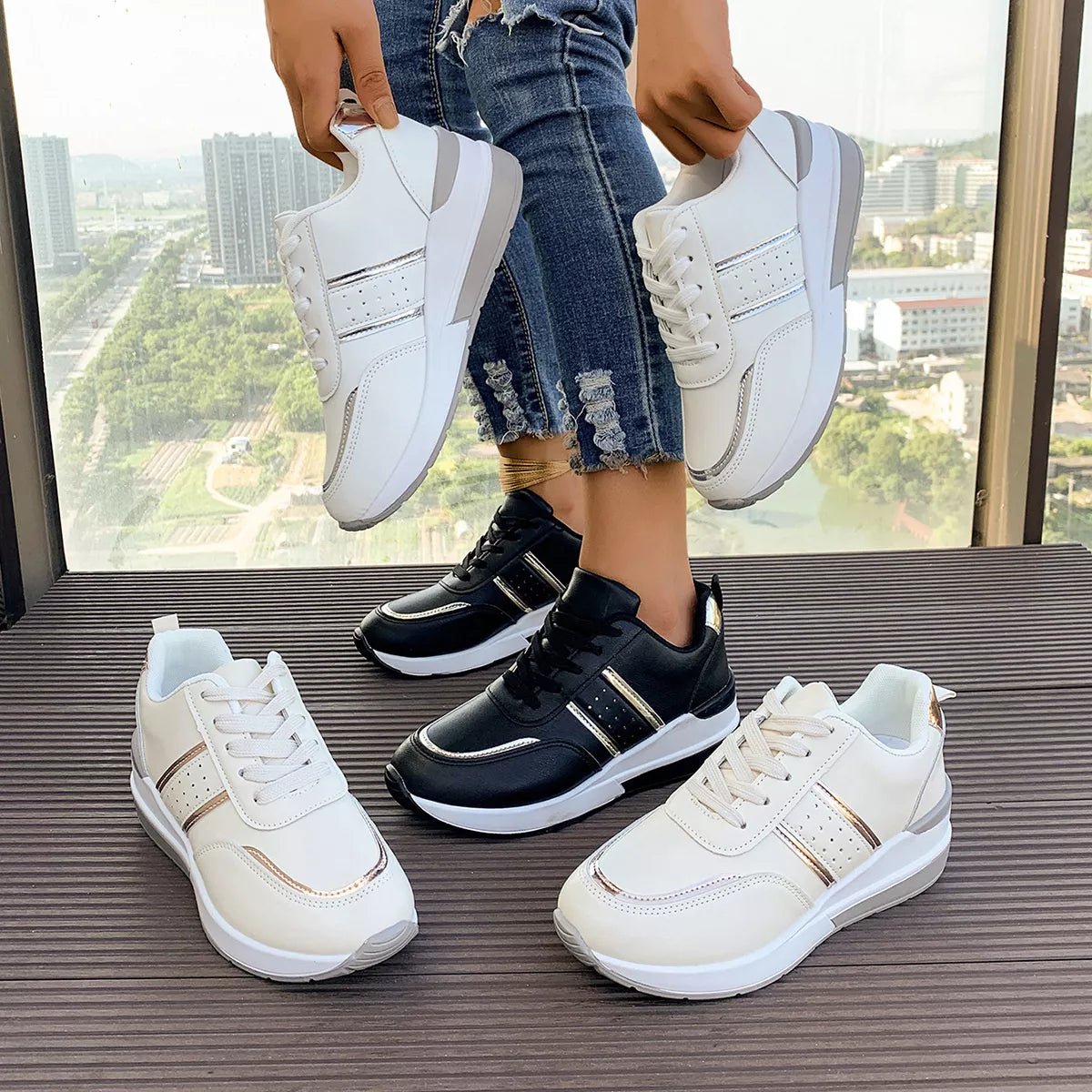 Round Toe Lace Up Sneakers - Flip Flop Dynasty