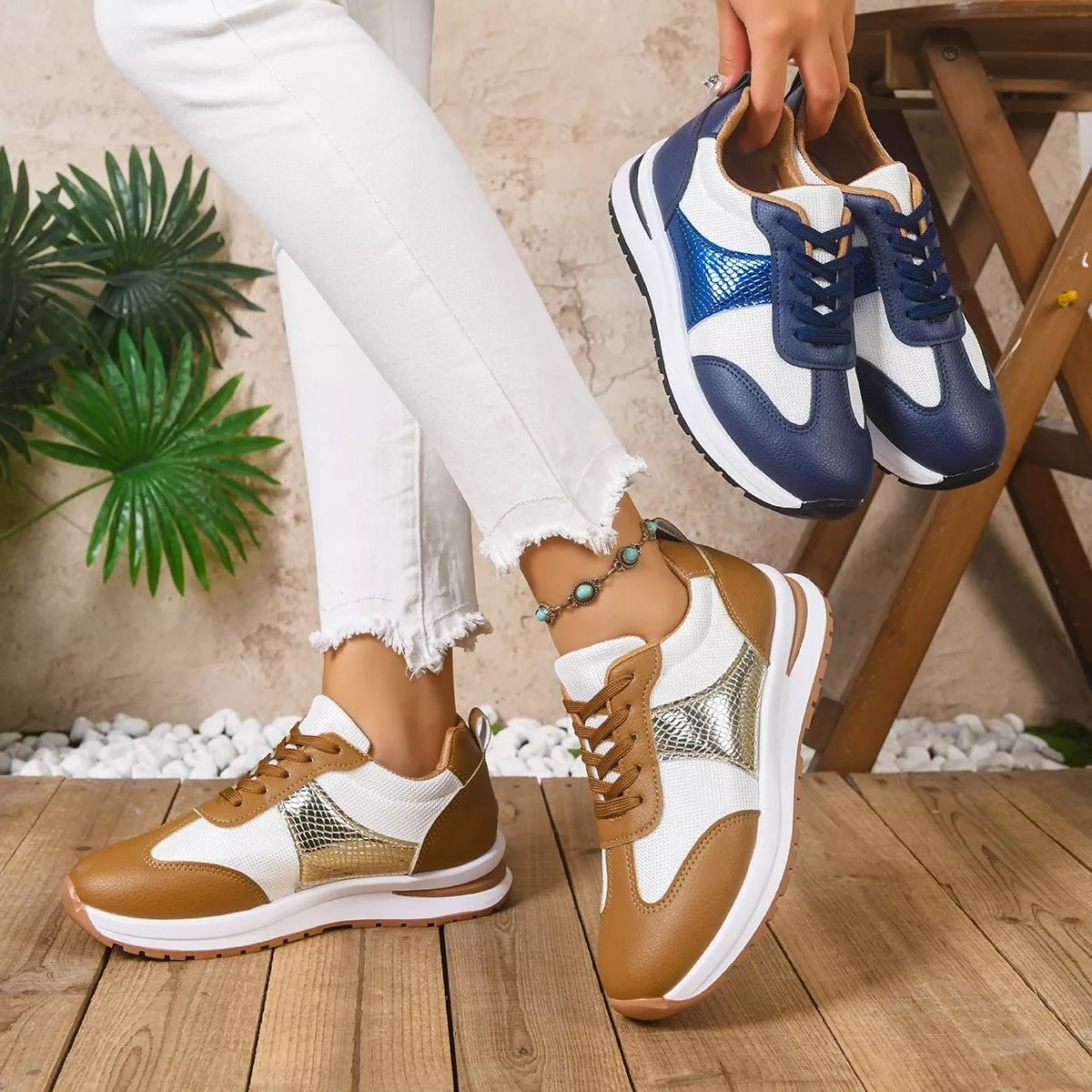Round Toe Lace Up Sneakers - Flip Flop Dynasty