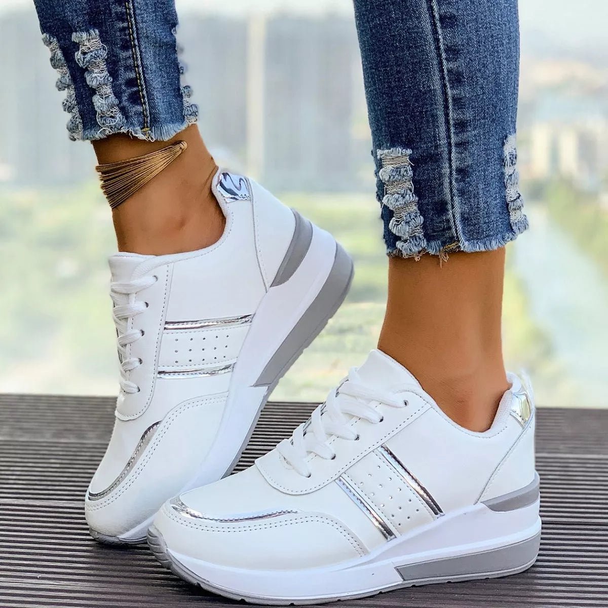 Round Toe Lace Up Sneakers - Flip Flop Dynasty