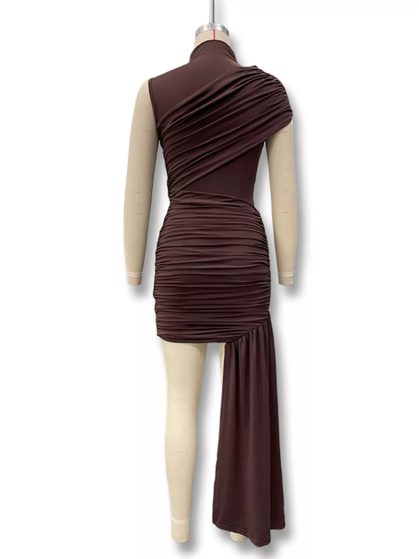 Ruched Asymmetrical Mock Neck Dress - Flip Flop Dynasty