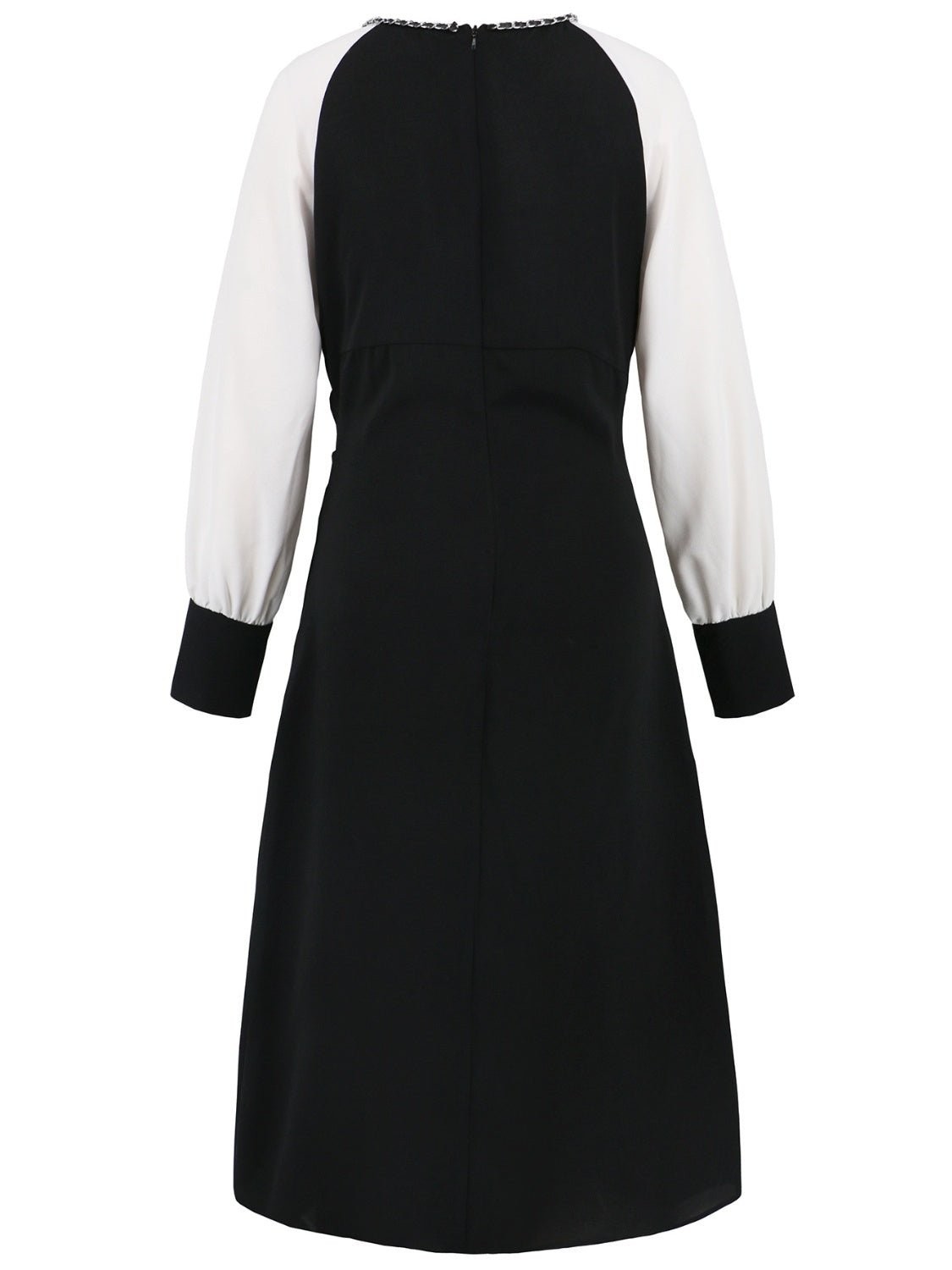 Ruched Contrast Long Sleeve Midi Dress - Flip Flop Dynasty