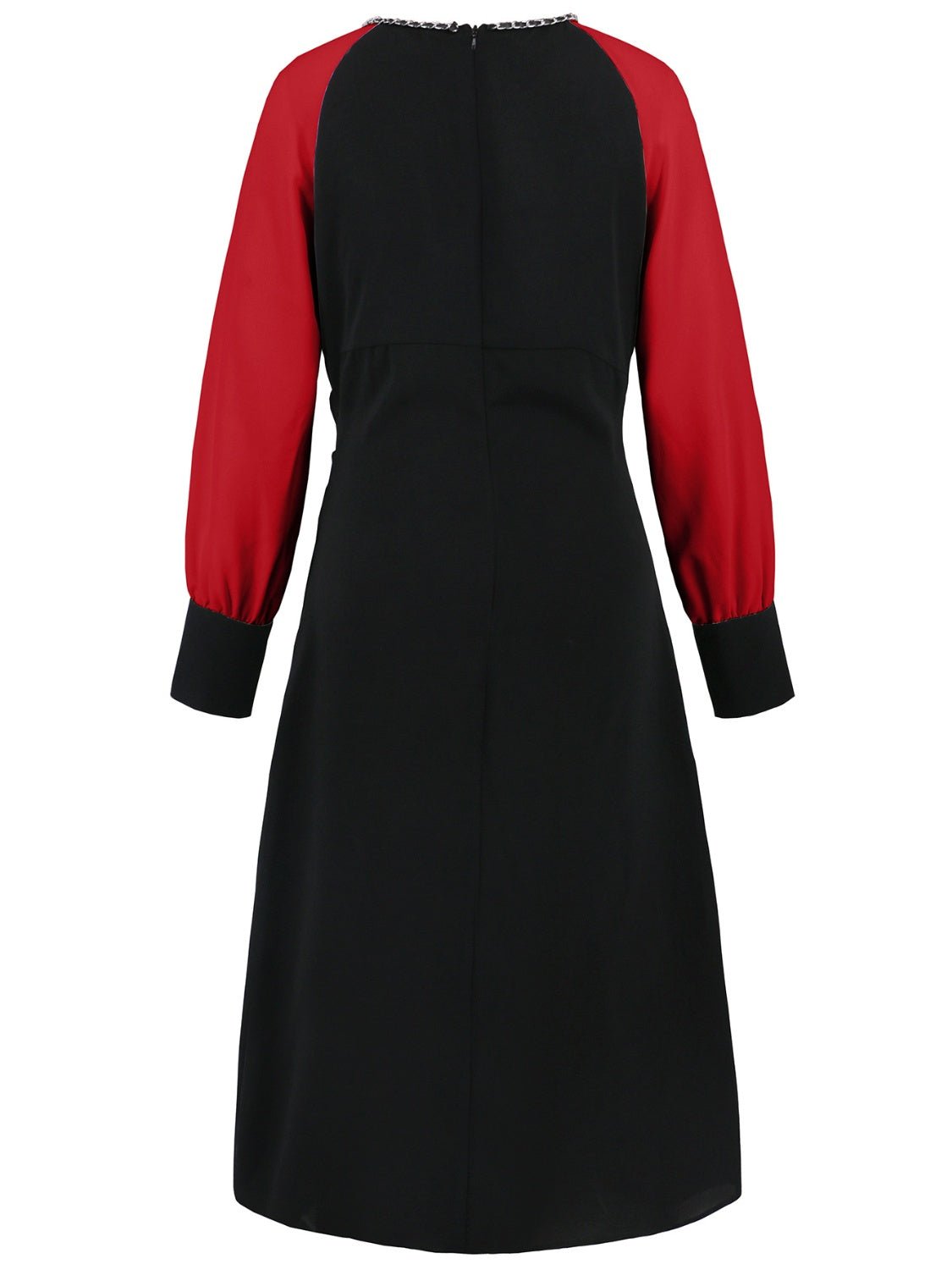 Ruched Contrast Long Sleeve Midi Dress - Flip Flop Dynasty