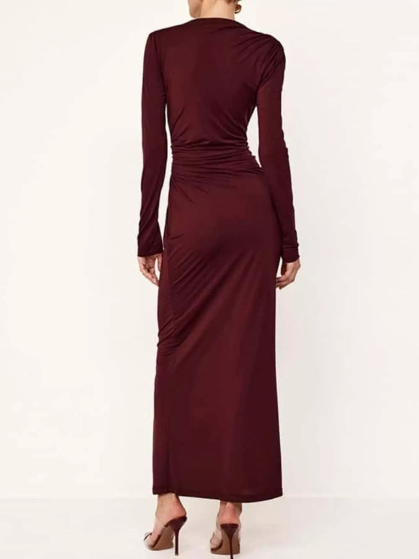 Ruched Long Sleeve Bodycon Maxi Dress - Flip Flop Dynasty