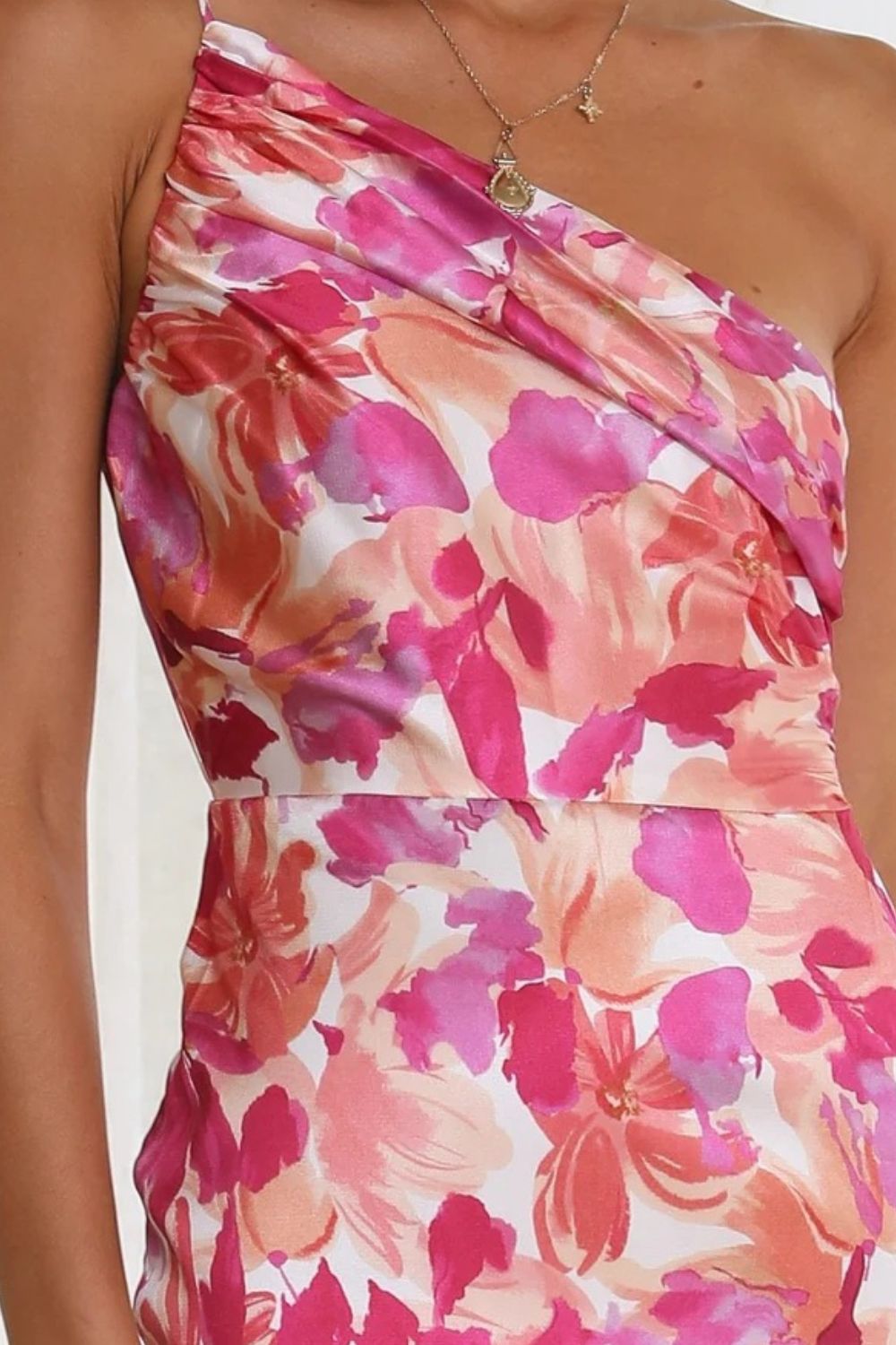 Ruched Printed Single Shoulder Midi Dress - Flip Flop Dynasty