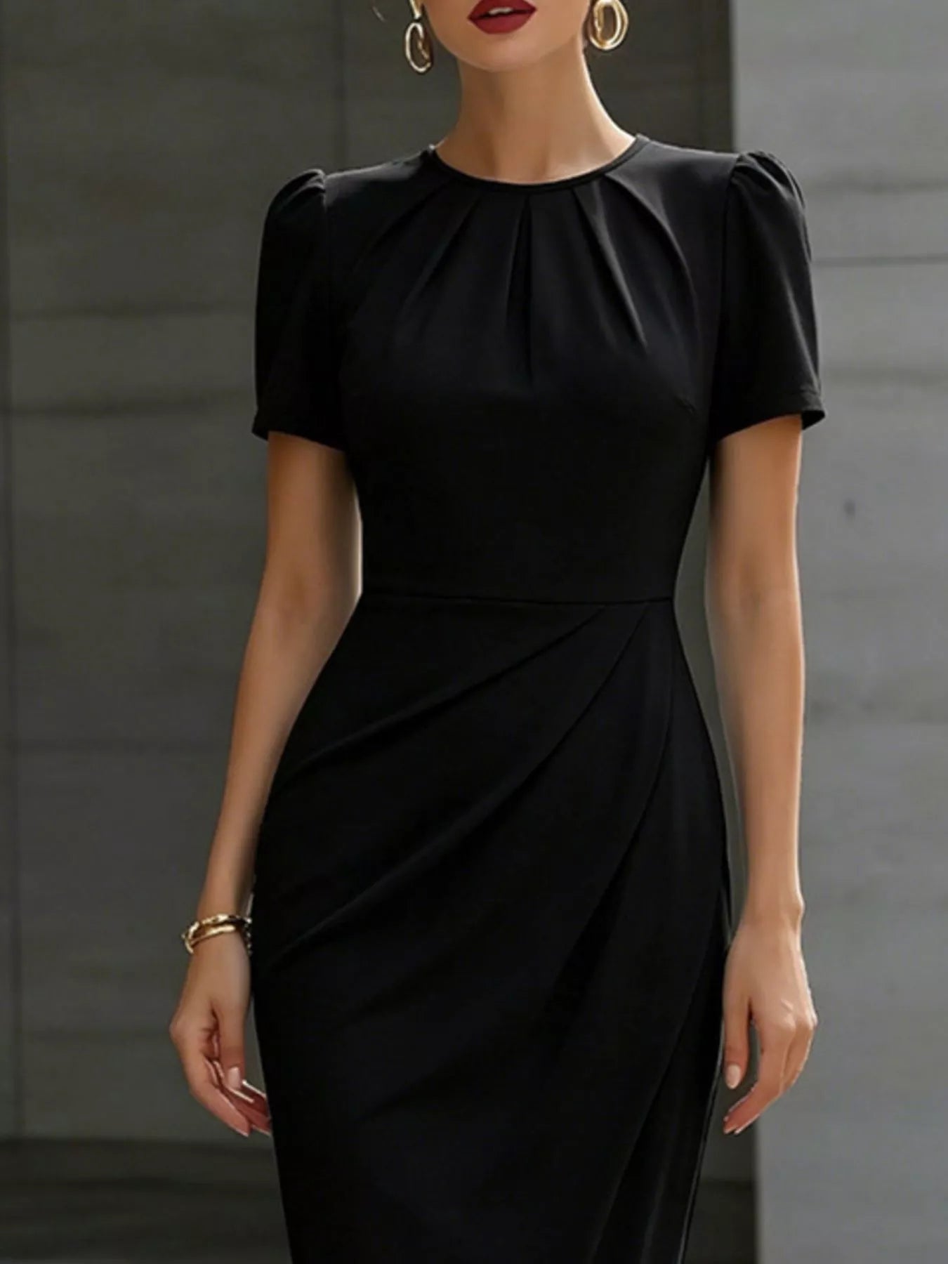 Ruched Short Sleeve Midi Dress - Flip Flop Dynasty