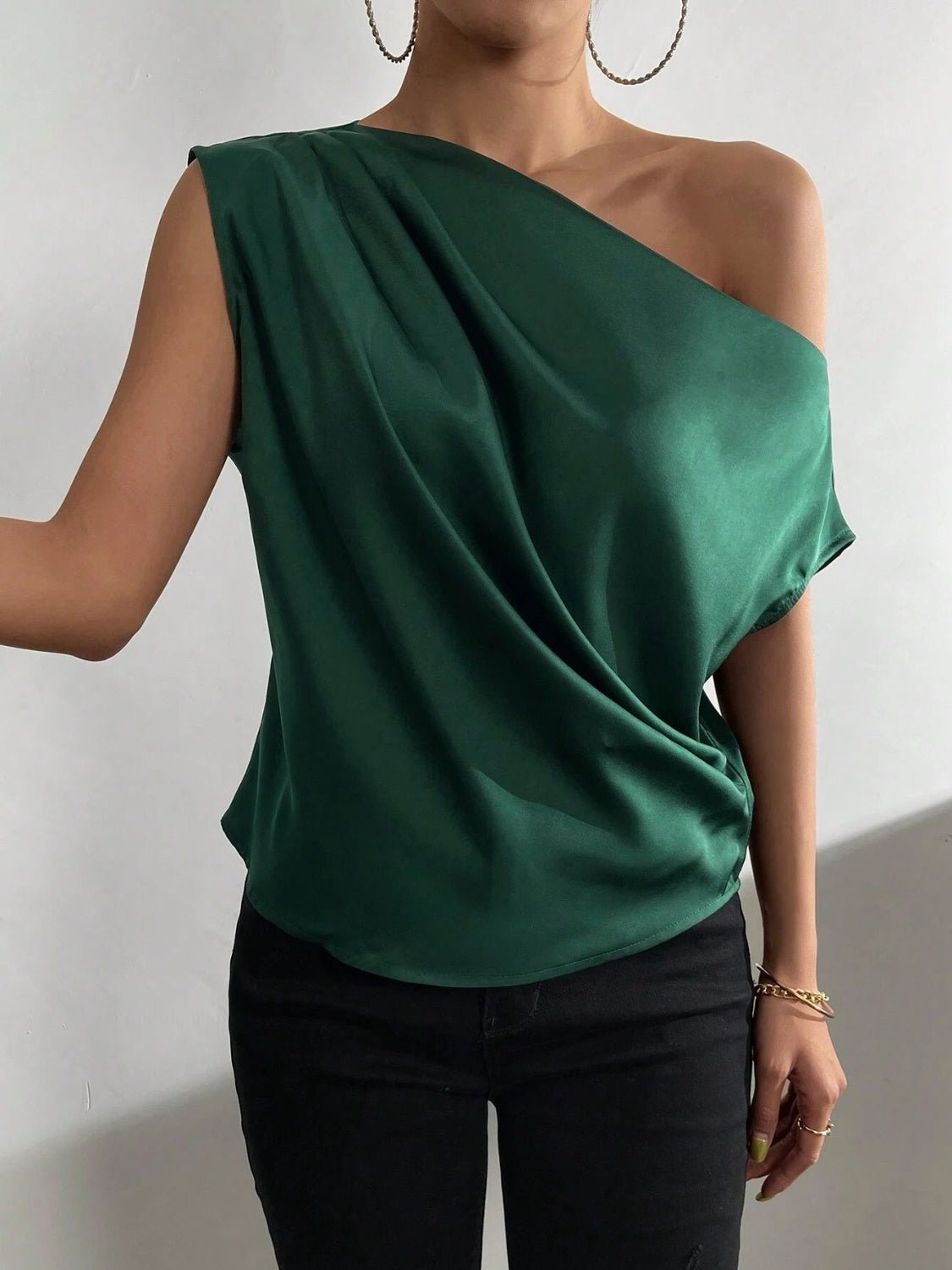 Ruched Single Shoulder Blouse - Flip Flop Dynasty