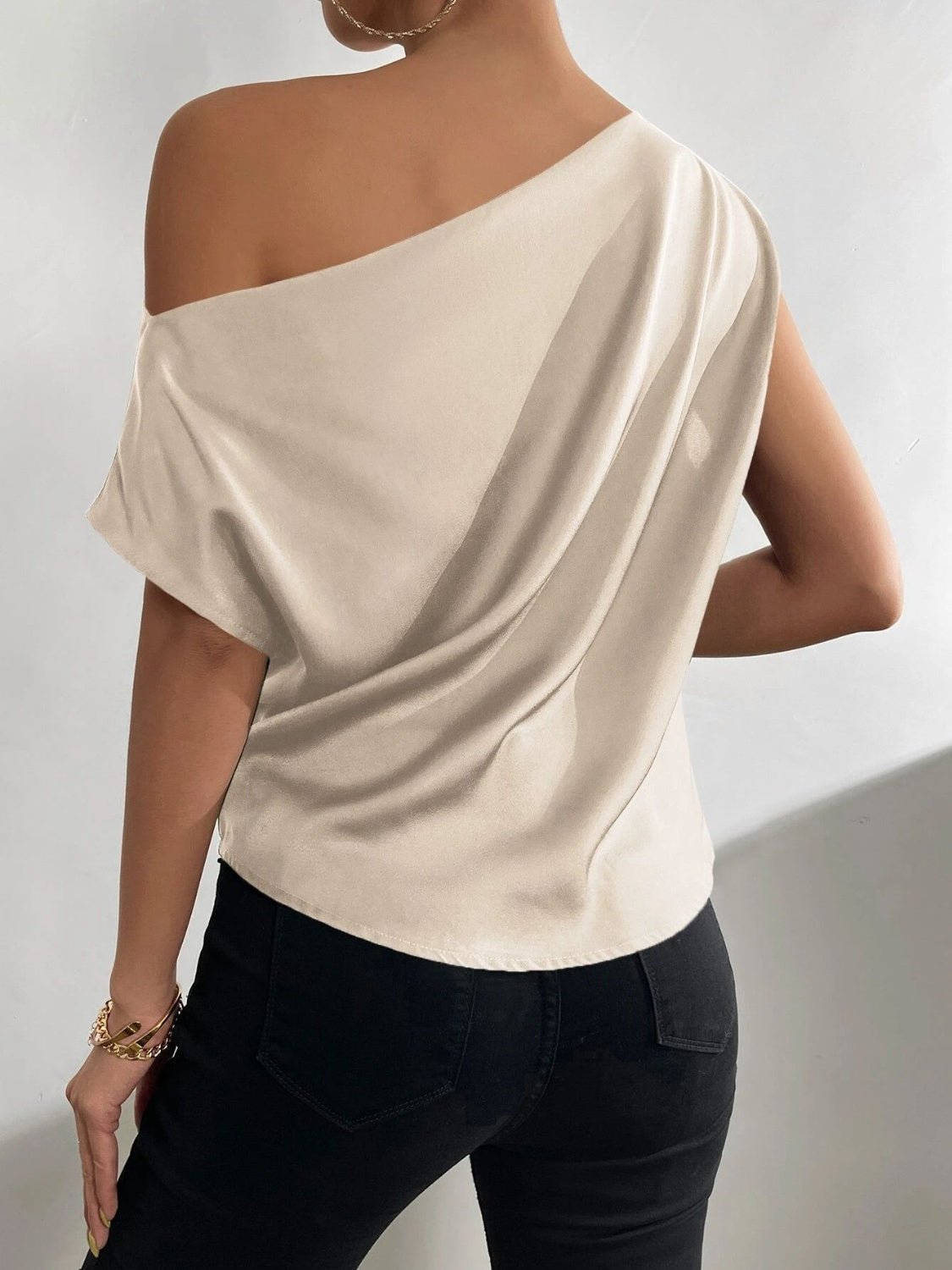 Ruched Single Shoulder Blouse - Flip Flop Dynasty