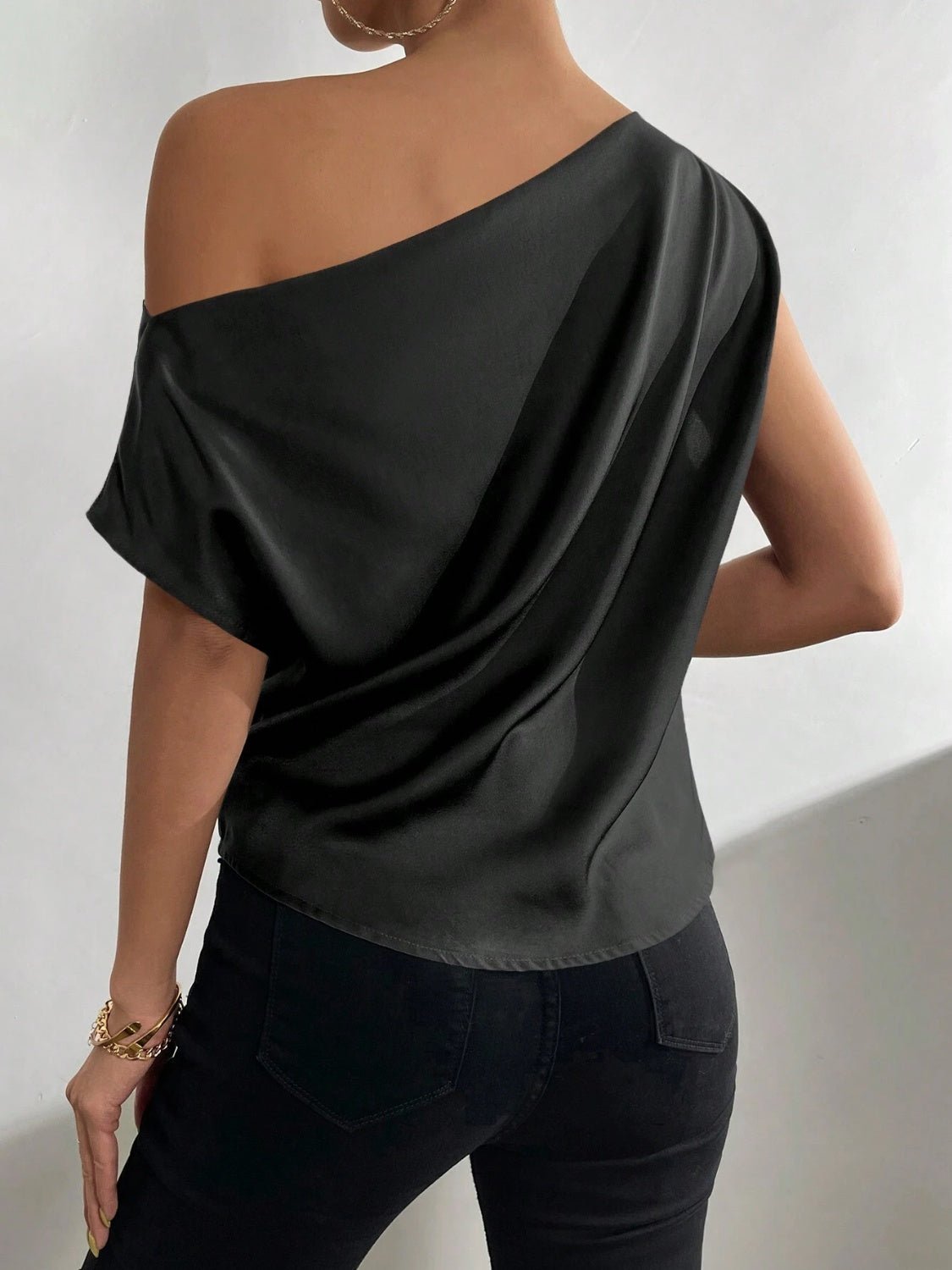 Ruched Single Shoulder Blouse - Flip Flop Dynasty