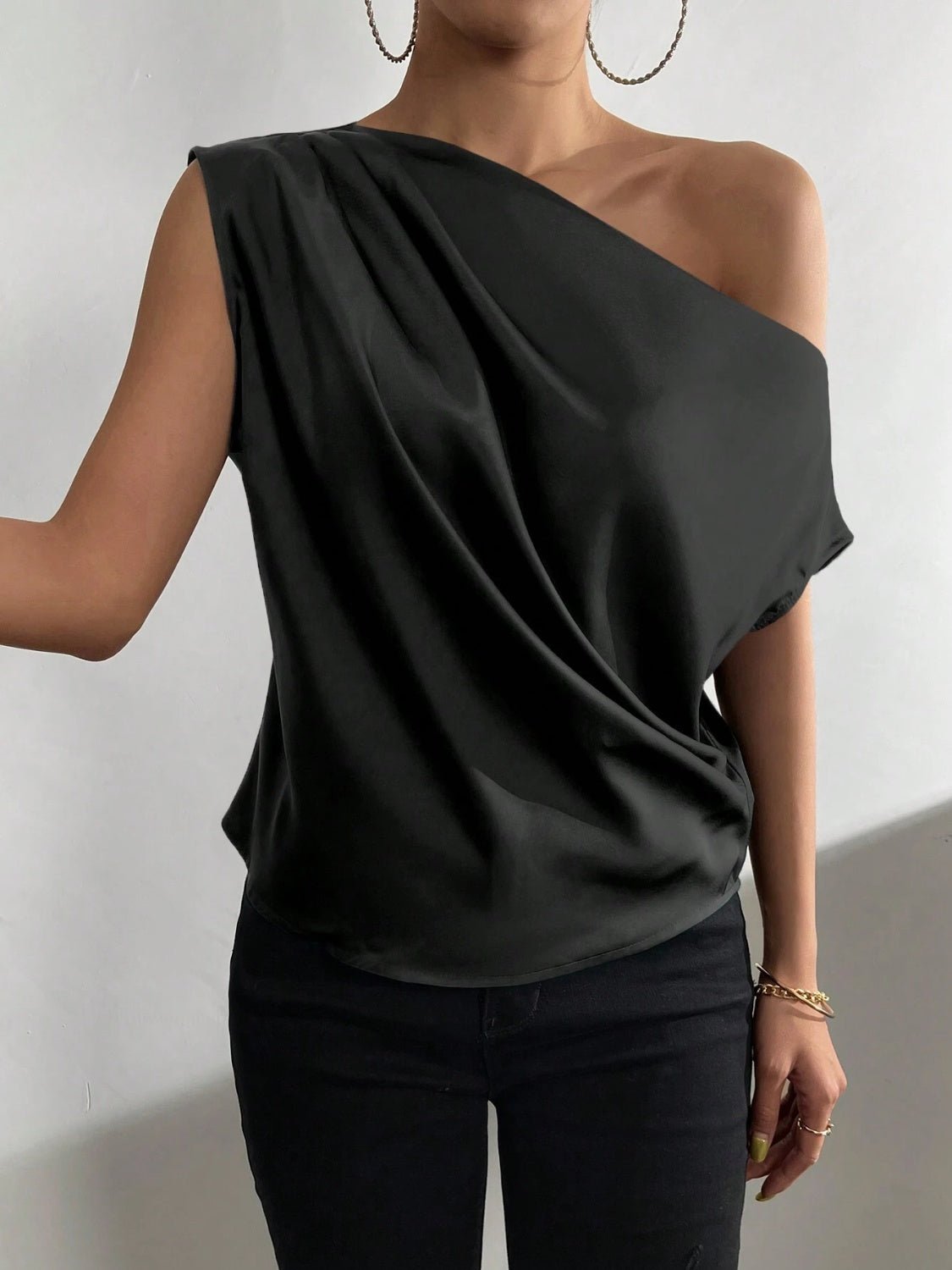 Ruched Single Shoulder Blouse - Flip Flop Dynasty