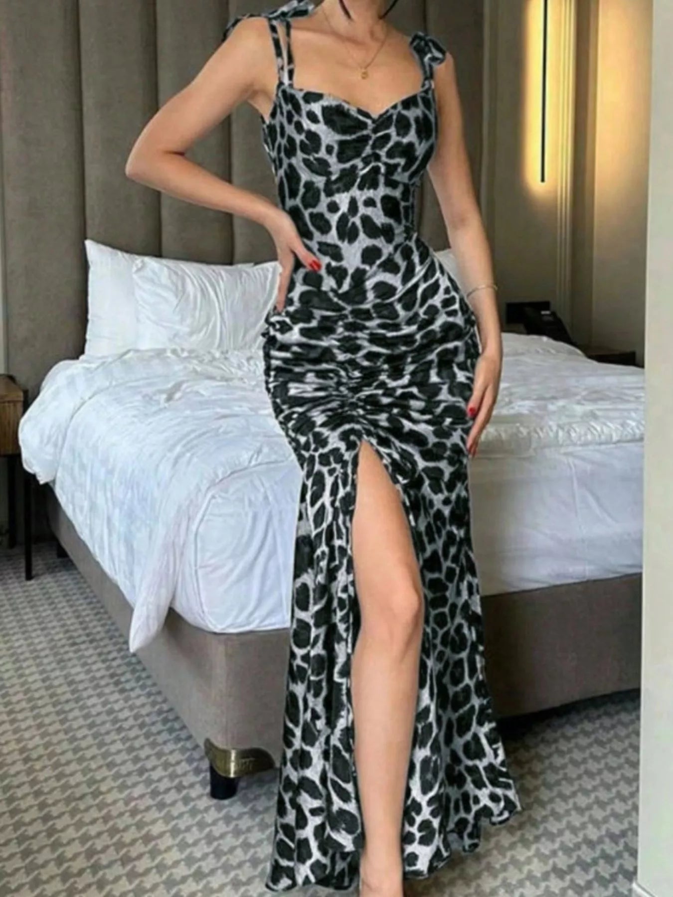 Ruched Slit Sweetheart Neck Cami Dress - Flip Flop Dynasty