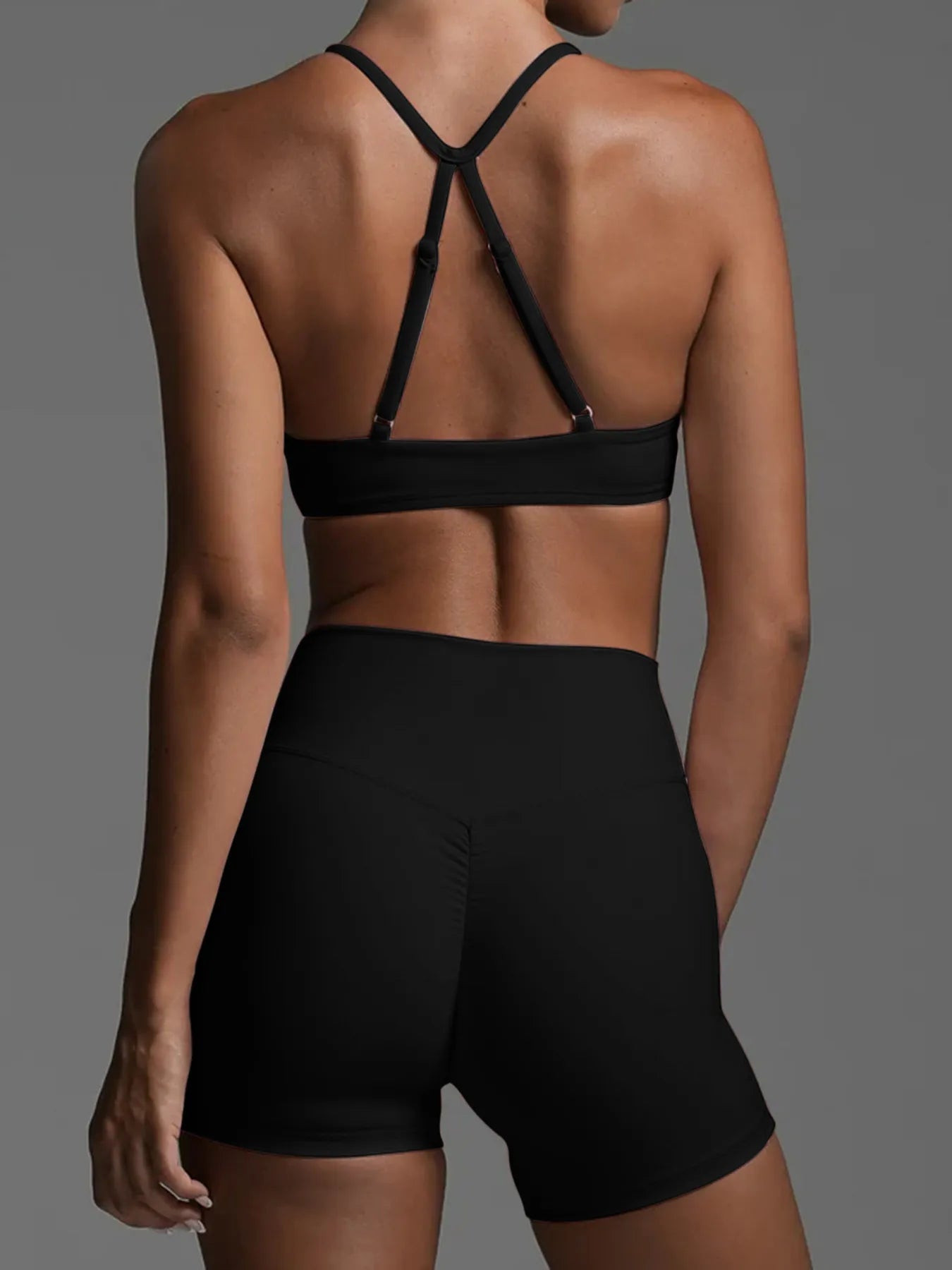 Ruched Sports Bra and High - Waisted Shorts Active Set - Flip Flop Dynasty