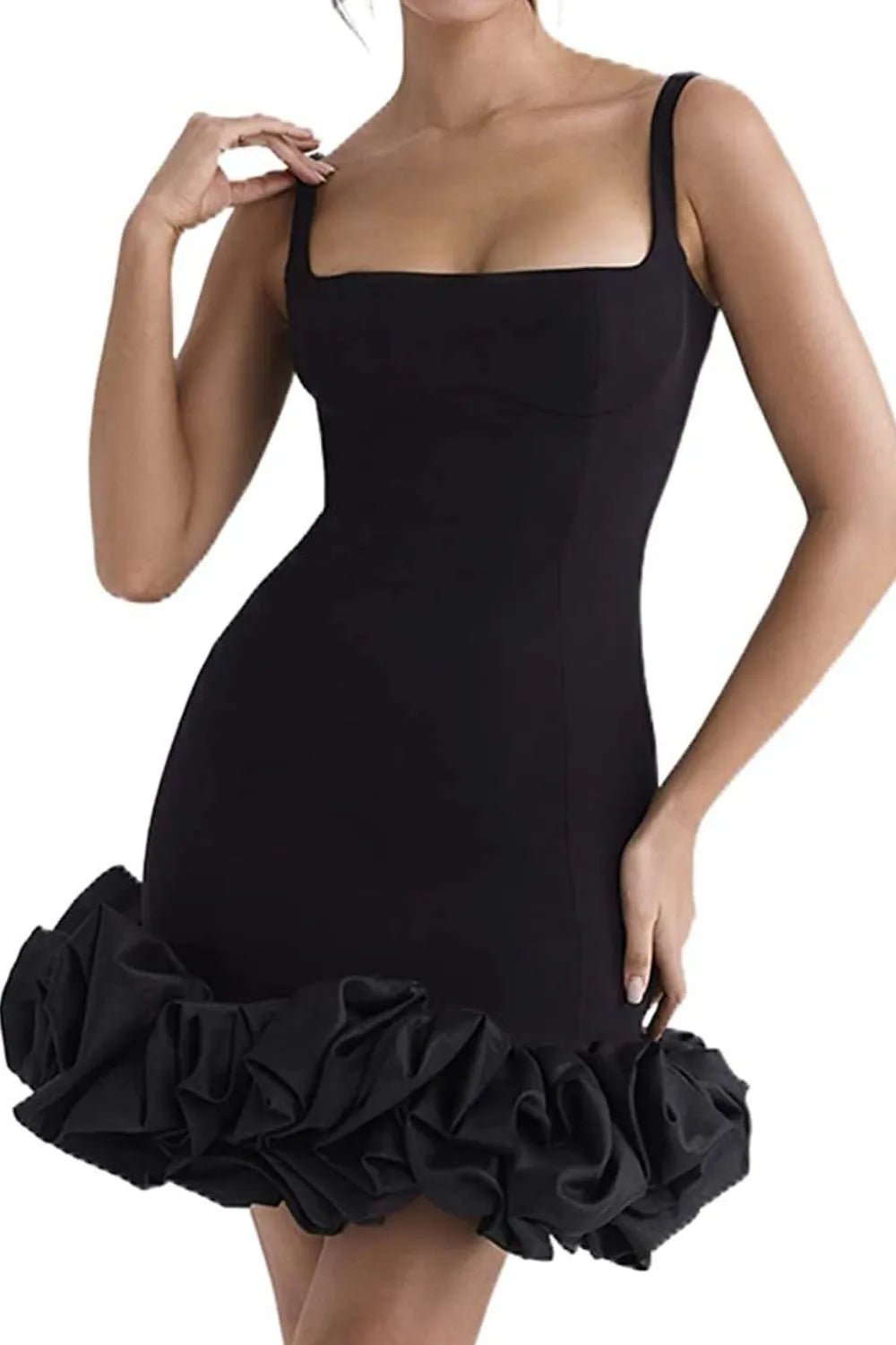 Ruched Square Neck Sleeve Mini Dress - Flip Flop Dynasty