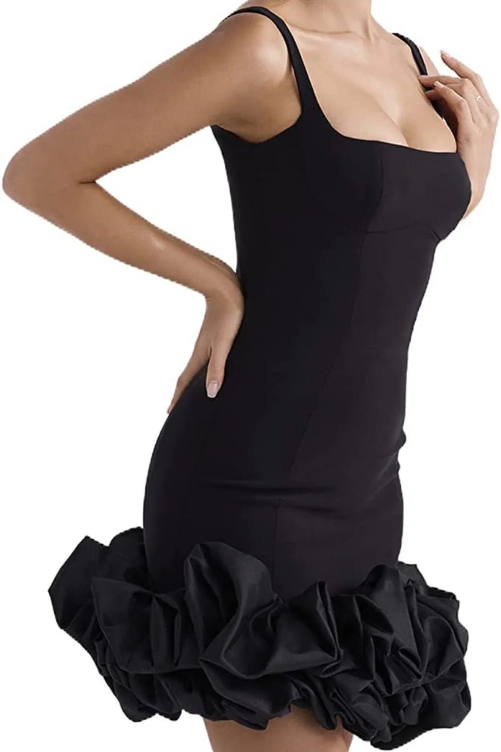 Ruched Square Neck Sleeve Mini Dress - Flip Flop Dynasty