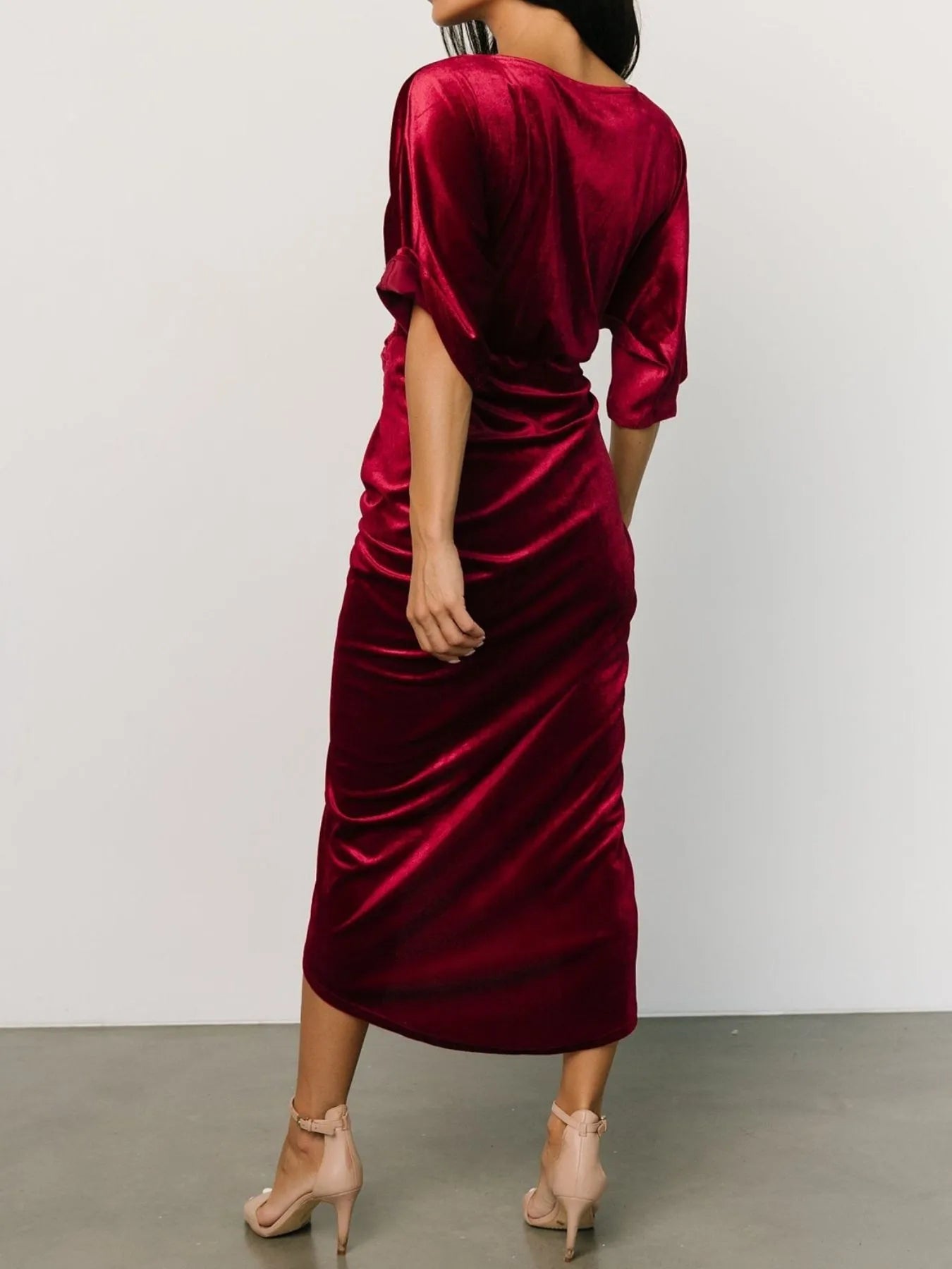 Ruched Surplice Half Sleeve Dress - Flip Flop Dynasty