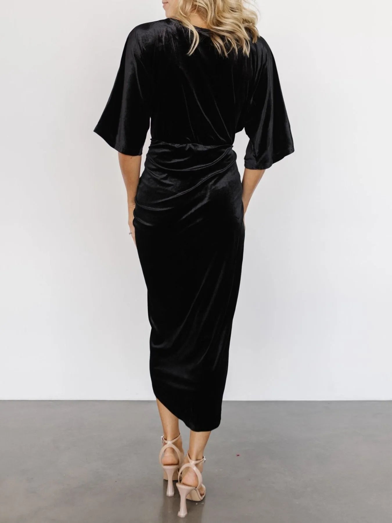 Ruched Surplice Half Sleeve Dress - Flip Flop Dynasty