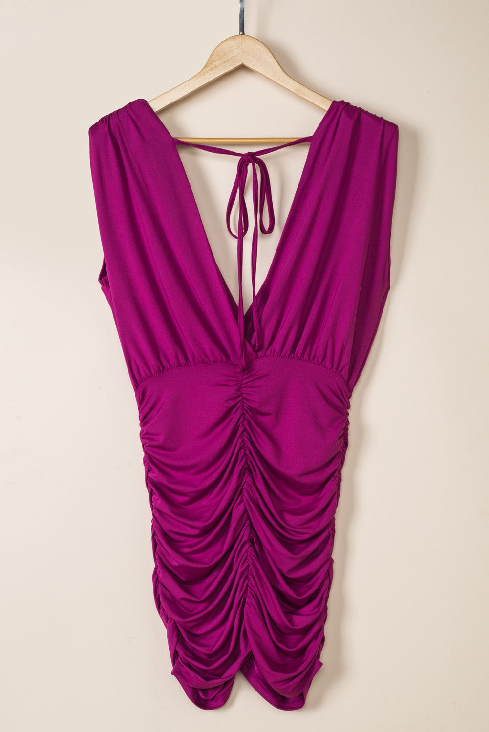 Ruched Surplice Sleeveless Wrap Dress - Flip Flop Dynasty