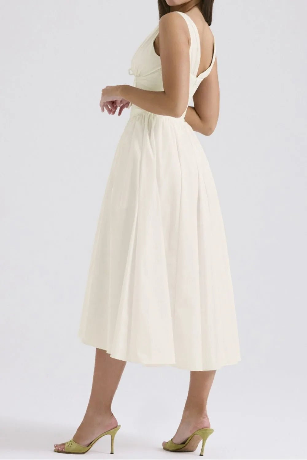Ruched V - Neck Sleeveless Dress with Pockets - Flip Flop Dynasty