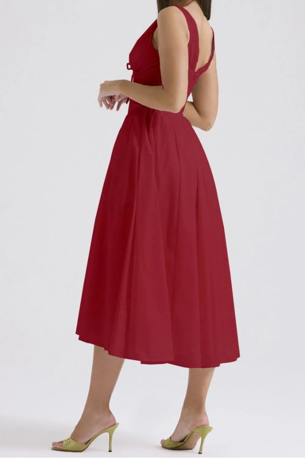 Ruched V - Neck Sleeveless Dress with Pockets - Flip Flop Dynasty