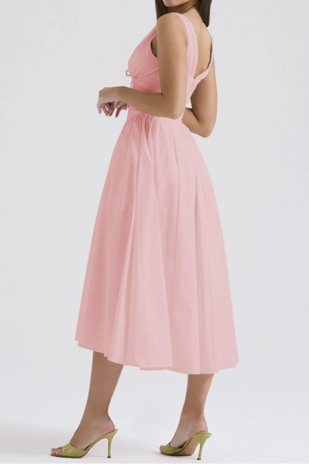 Ruched V - Neck Sleeveless Dress with Pockets - Flip Flop Dynasty