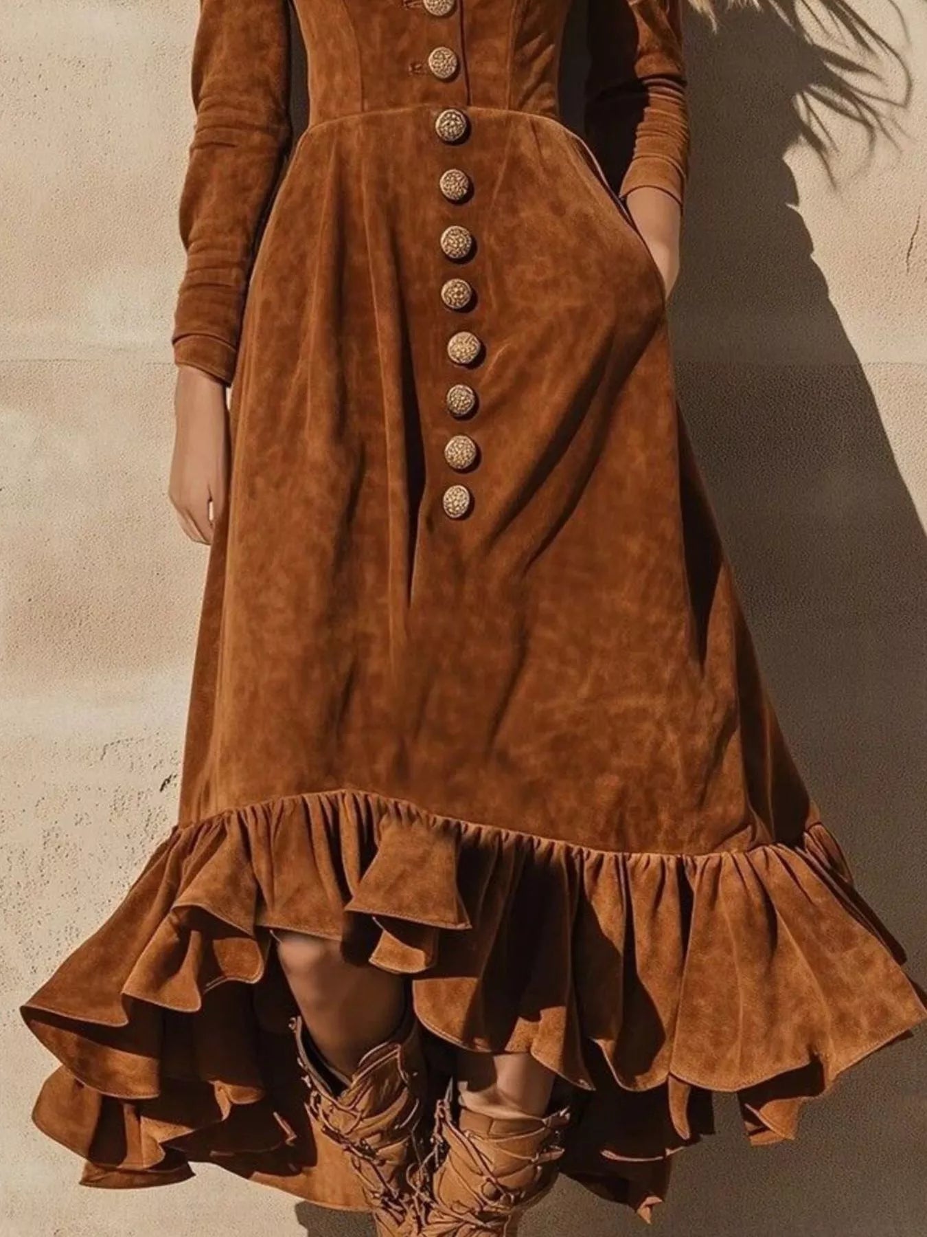 Ruffle Hem V - Neck Midi Dress - Flip Flop Dynasty