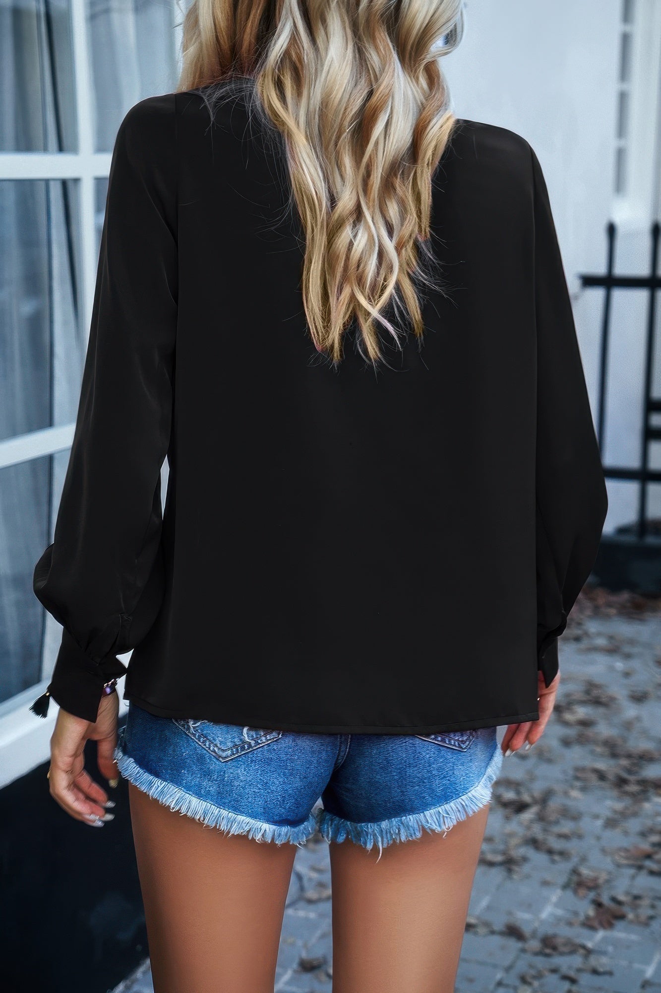 Ruffle Long Sleeve Elegant Ruffles Crewneck Blouse - Flip Flop Dynasty