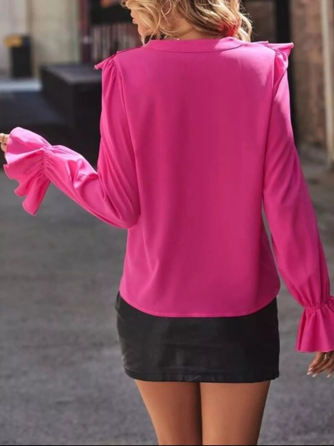 Ruffled Flounce Sleeve Blouse - Flip Flop Dynasty