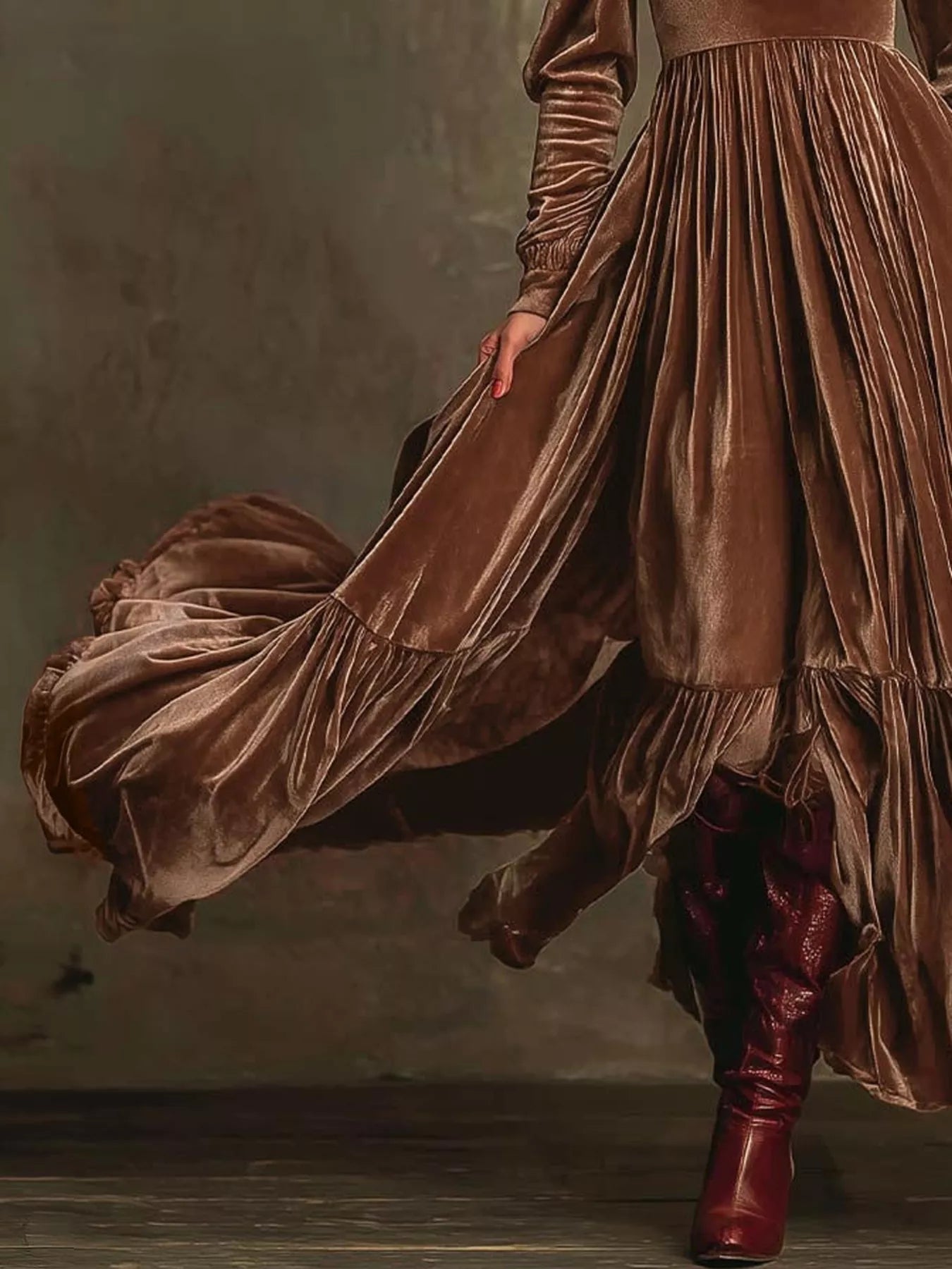 Ruffled Hem Long Sleeve Dress - Flip Flop Dynasty