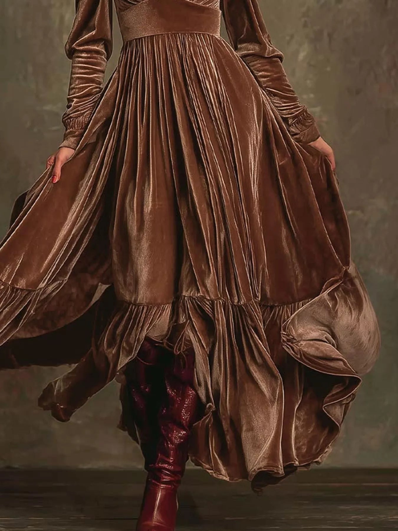 Ruffled Hem Long Sleeve Dress - Flip Flop Dynasty