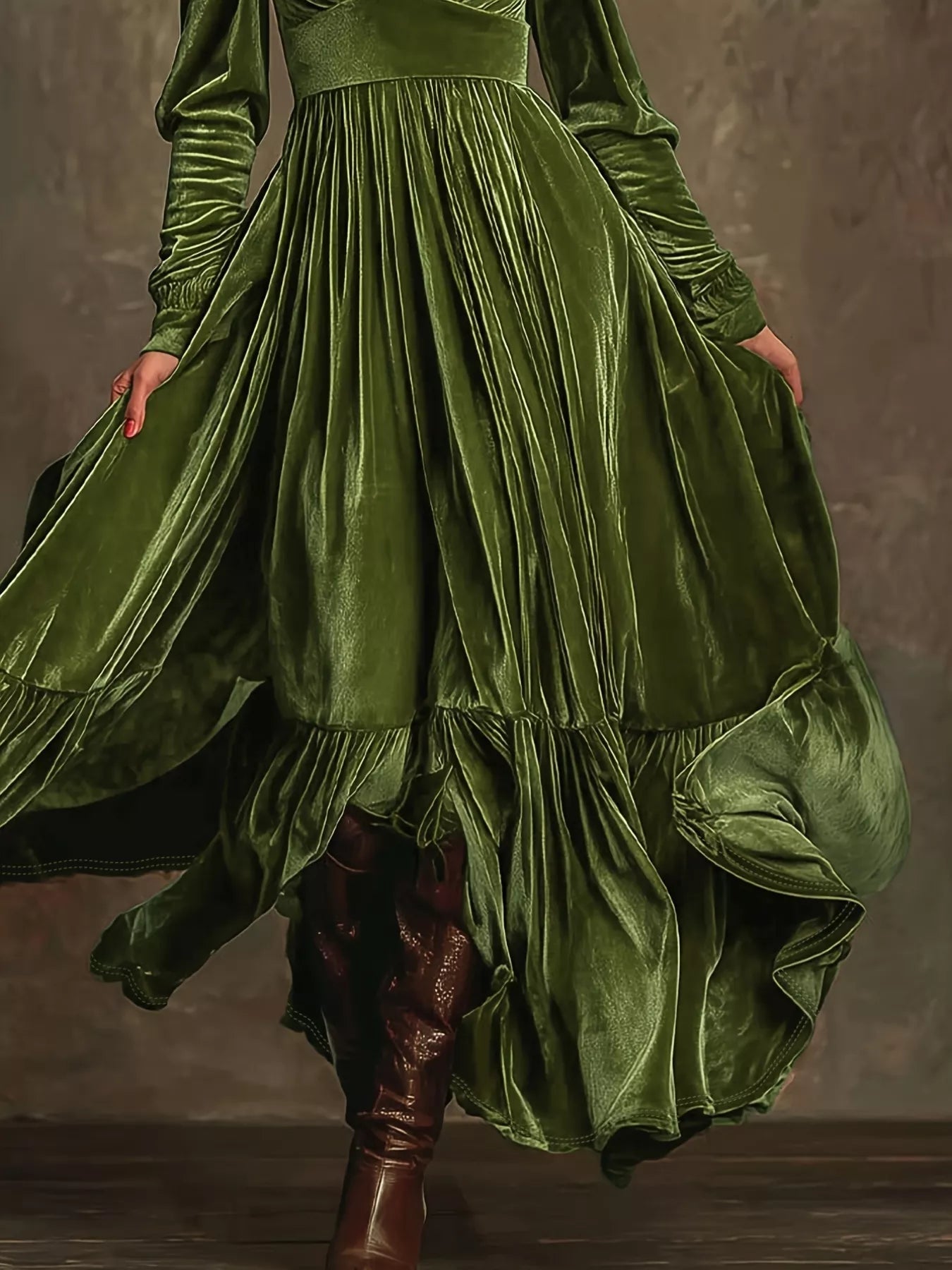 Ruffled Hem Long Sleeve Dress - Flip Flop Dynasty