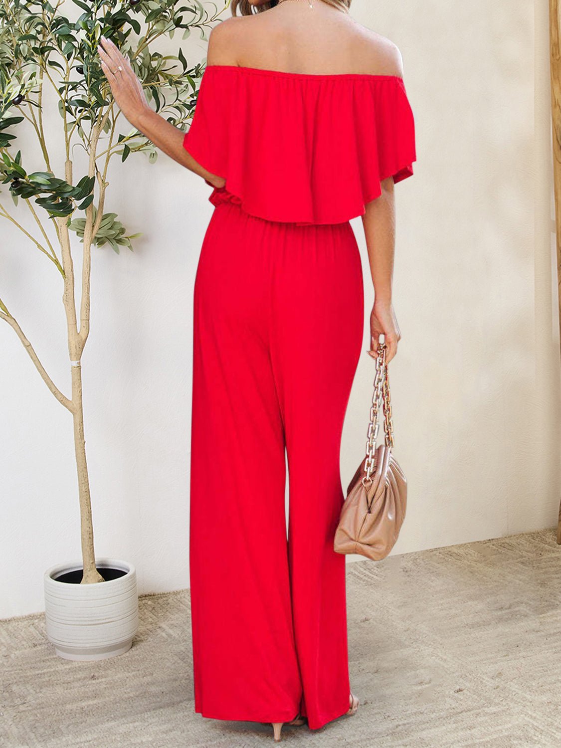 Ruffled Off - Shoulder Jumpsuit - Flip Flop Dynasty