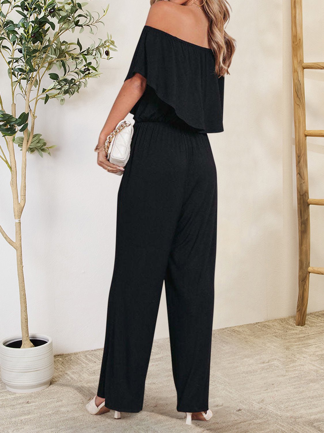 Ruffled Off - Shoulder Jumpsuit - Flip Flop Dynasty