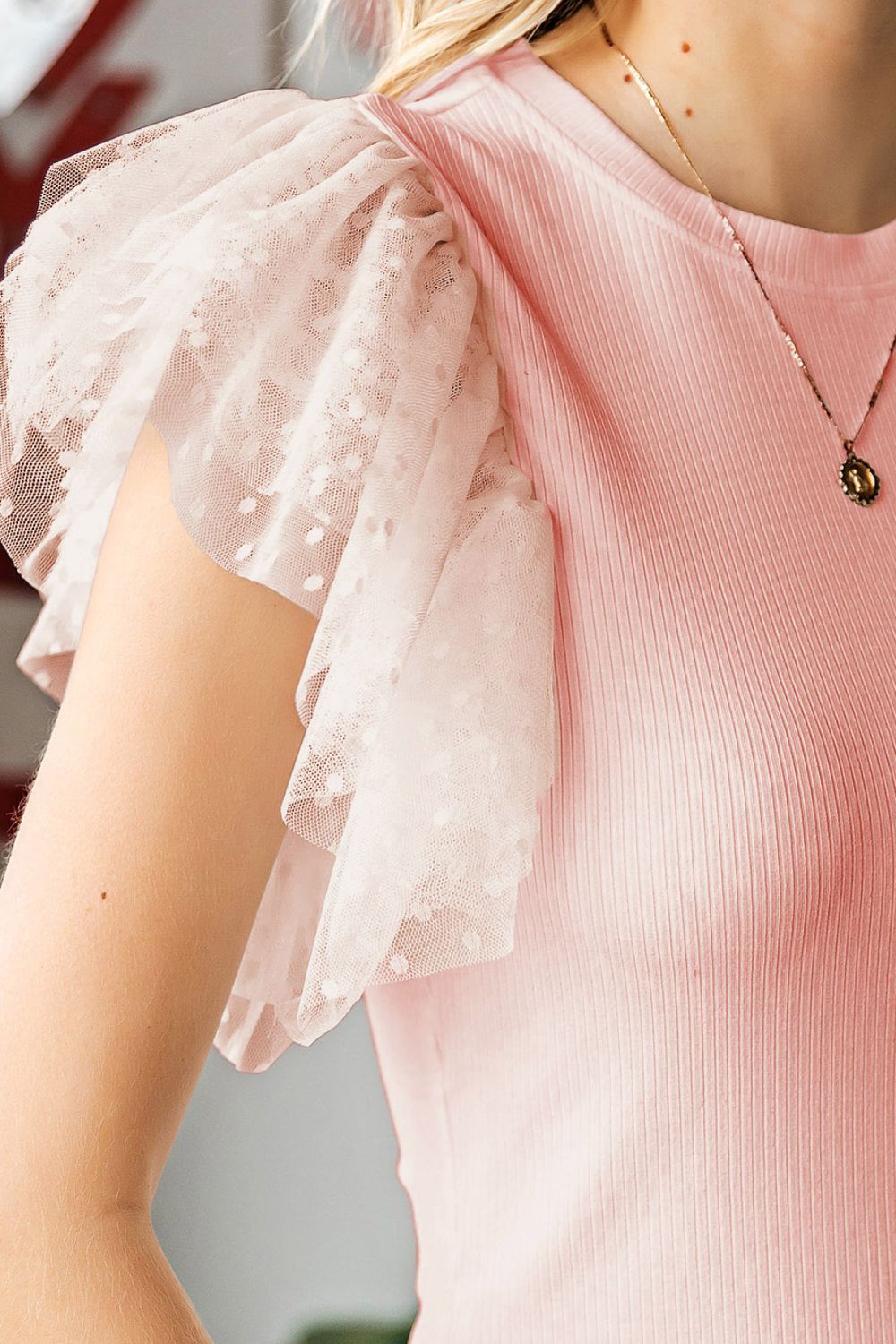 Ruffled Round Neck Cap Sleeve Blouse - Flip Flop Dynasty