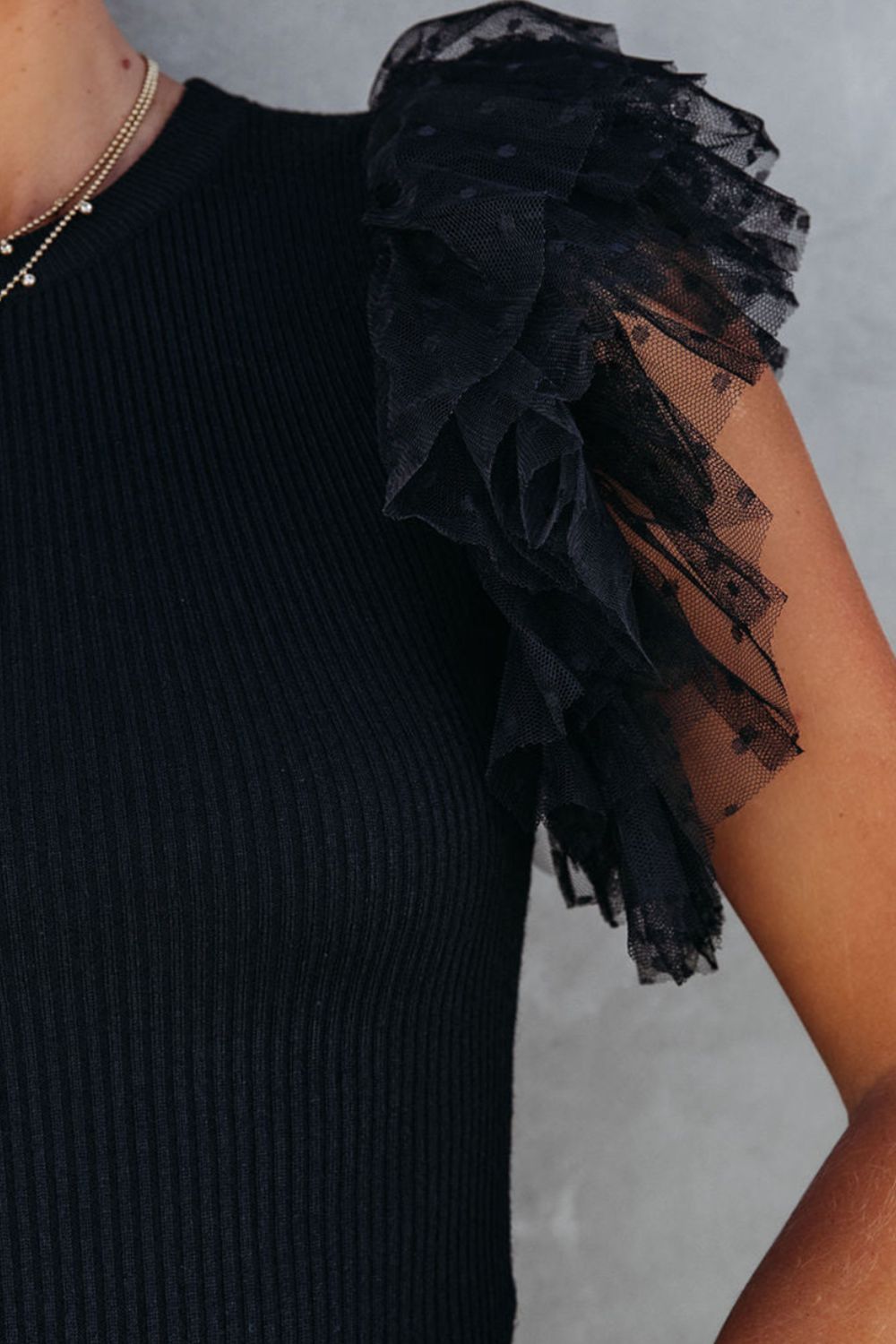 Ruffled Round Neck Cap Sleeve Blouse - Flip Flop Dynasty