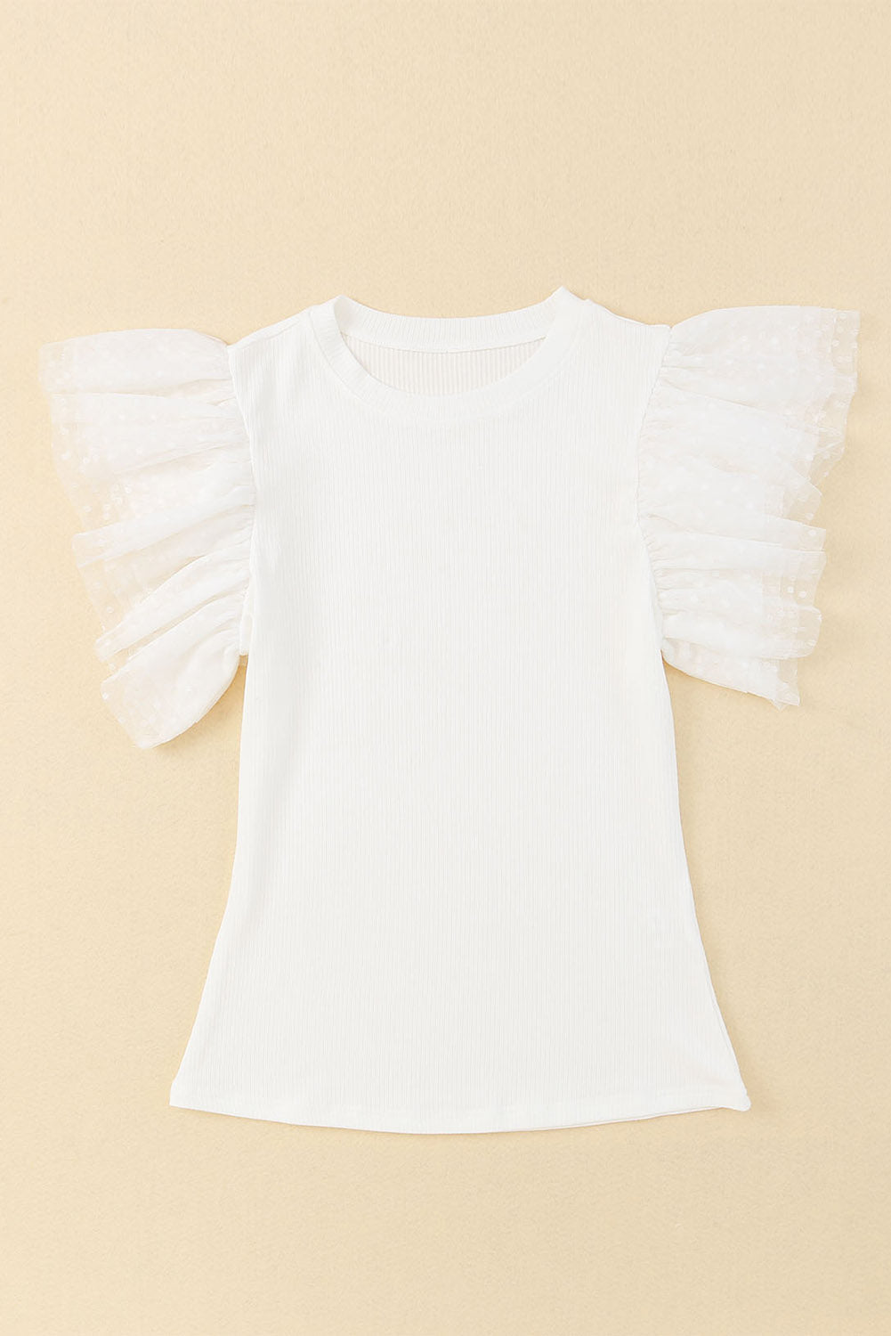 Ruffled Round Neck Cap Sleeve Blouse - Flip Flop Dynasty