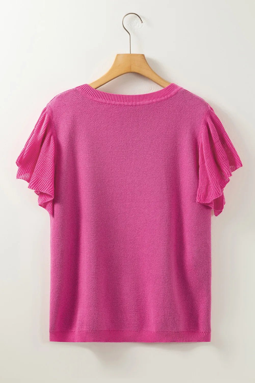 Ruffled Round Neck Cap Sleeve Sweater - Flip Flop Dynasty