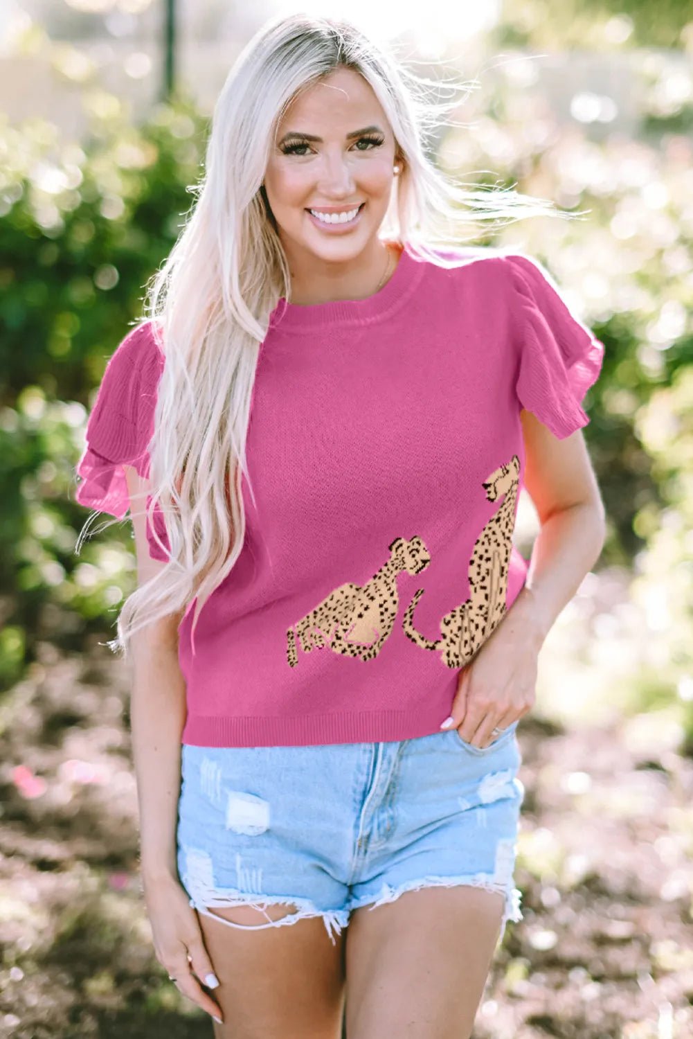 Ruffled Round Neck Cap Sleeve Sweater - Flip Flop Dynasty