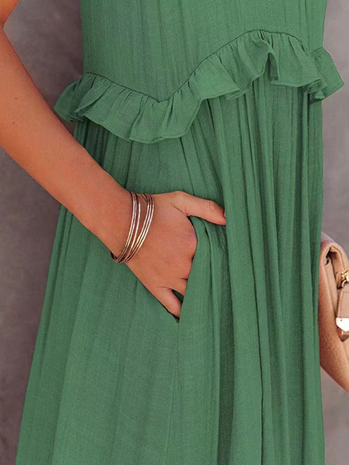 Ruffled Sleeveless Tiered Maxi Dress with Pockets - Flip Flop Dynasty