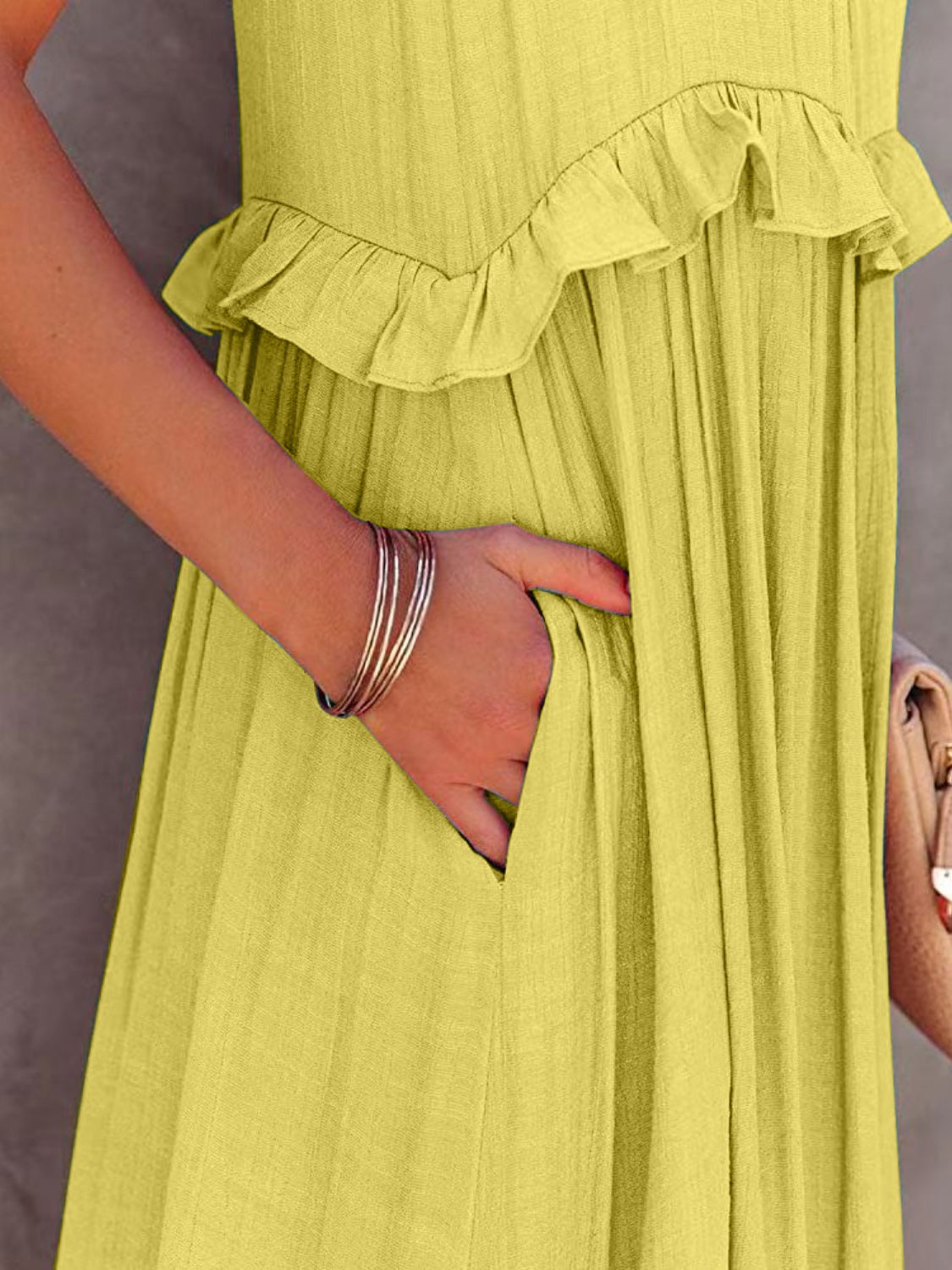Ruffled Sleeveless Tiered Maxi Dress with Pockets - Flip Flop Dynasty