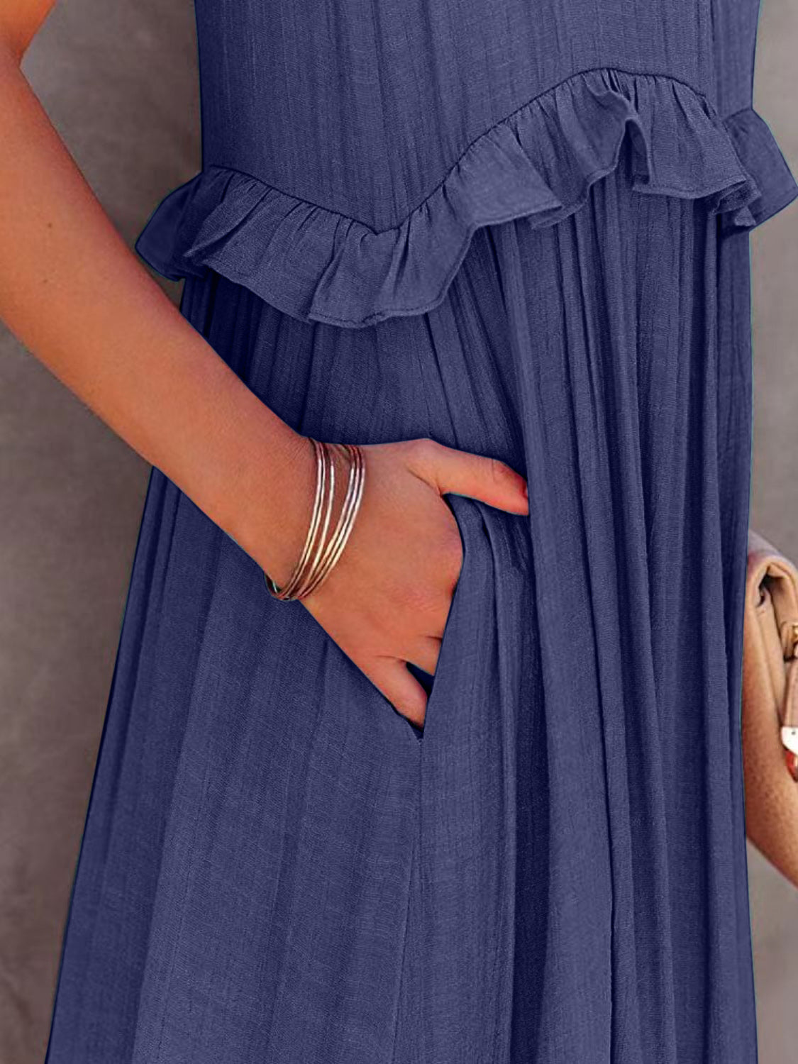 Ruffled Sleeveless Tiered Maxi Dress with Pockets - Flip Flop Dynasty