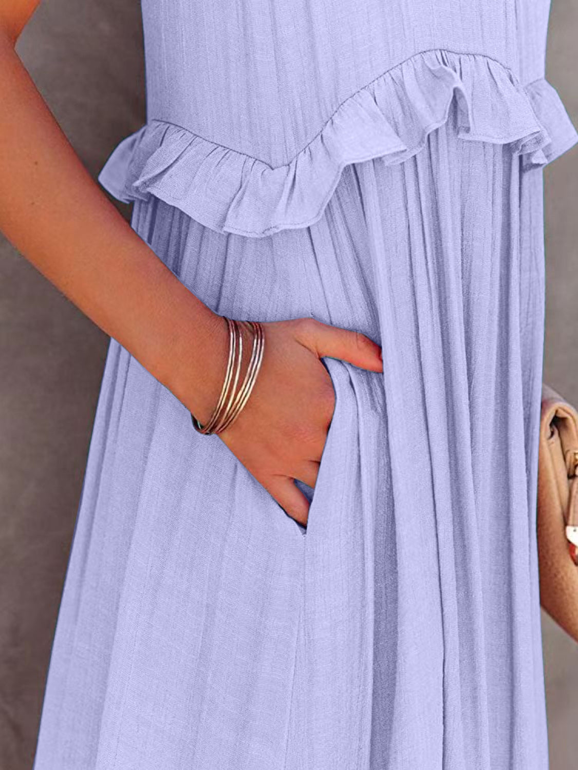 Ruffled Sleeveless Tiered Maxi Dress with Pockets - Flip Flop Dynasty