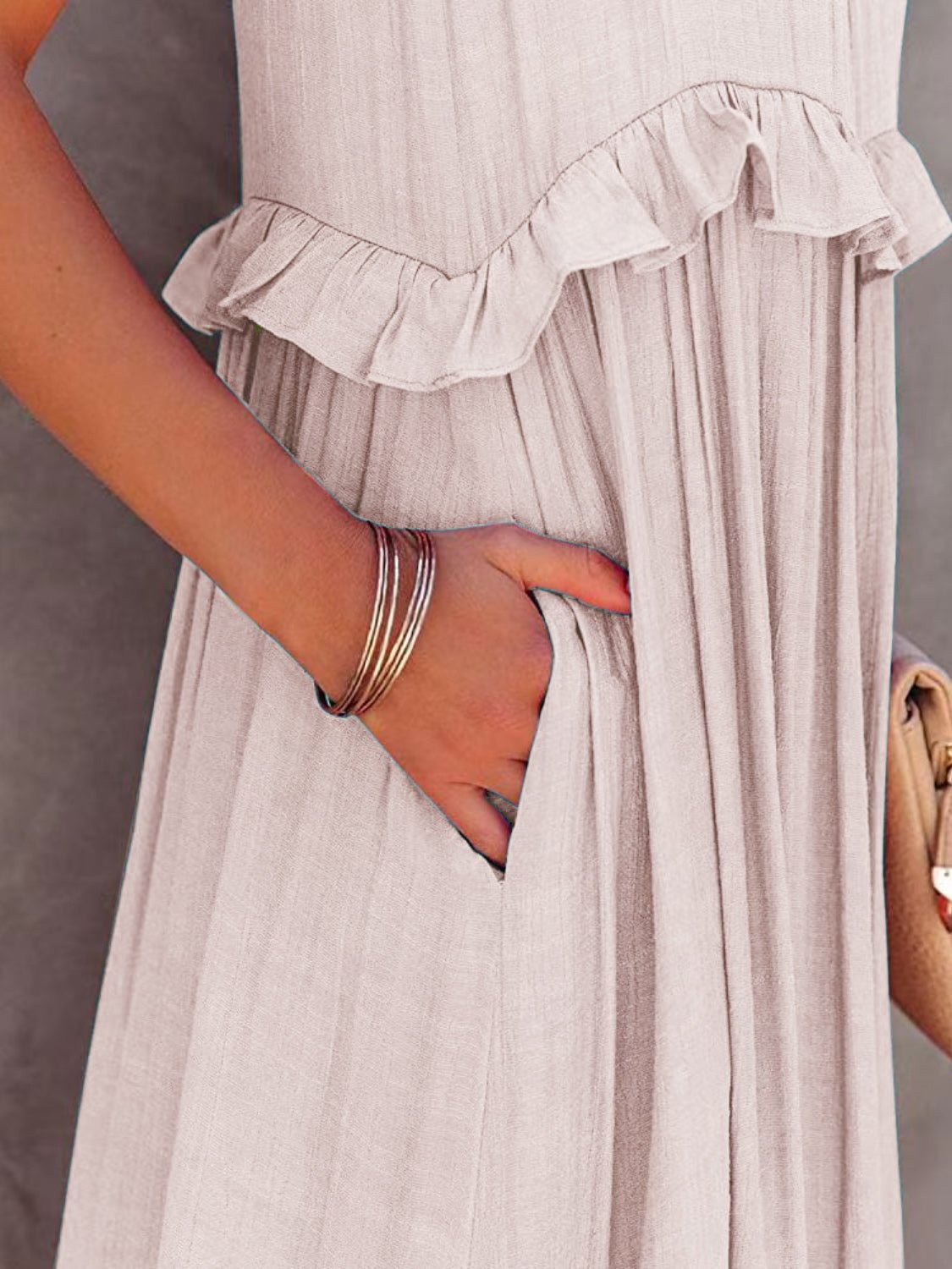 Ruffled Sleeveless Tiered Maxi Dress with Pockets - Flip Flop Dynasty