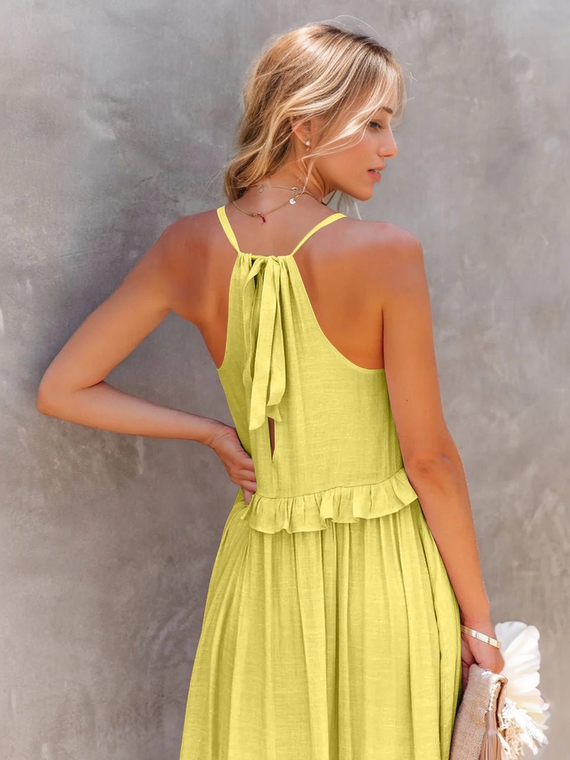 Ruffled Sleeveless Tiered Maxi Dress with Pockets - Flip Flop Dynasty