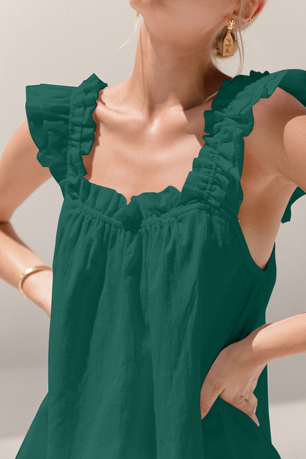 Ruffled Square Neck Top and Shorts Set - Flip Flop Dynasty