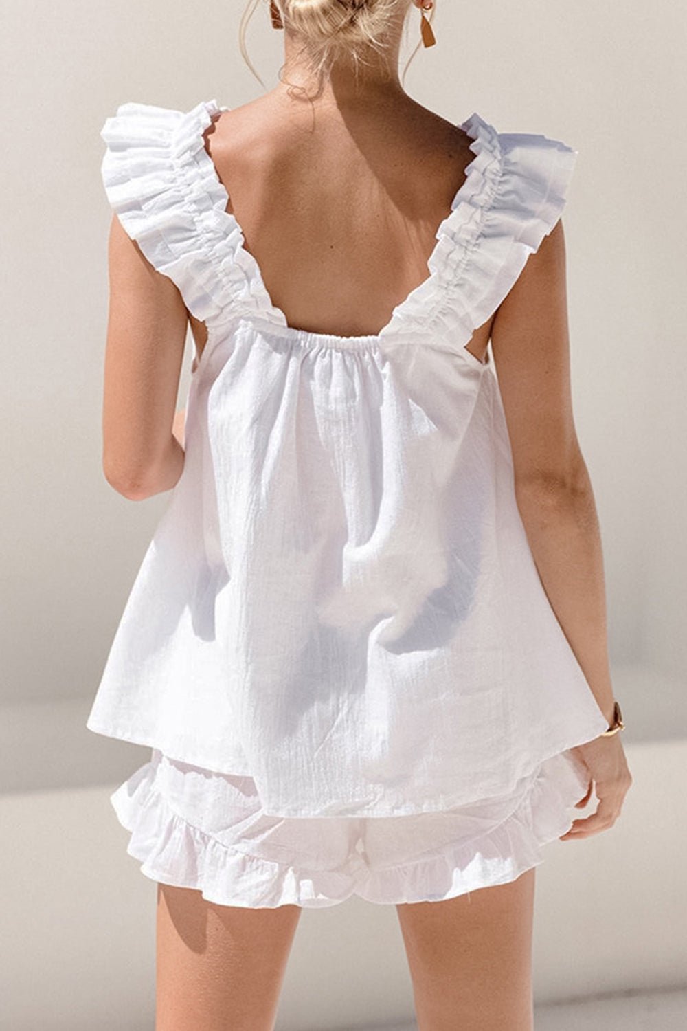 Ruffled Square Neck Top and Shorts Set - Flip Flop Dynasty