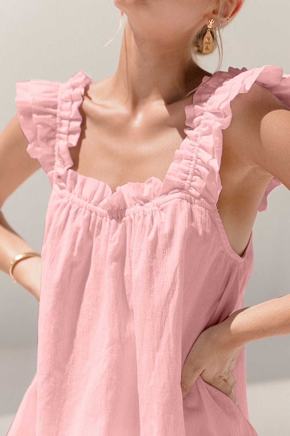 Ruffled Square Neck Top and Shorts Set - Flip Flop Dynasty