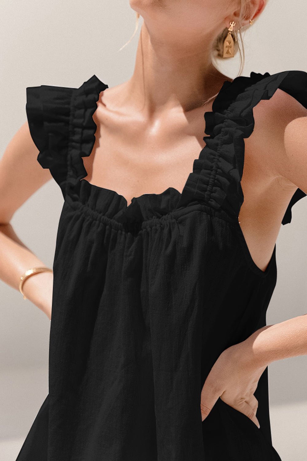 Ruffled Square Neck Top and Shorts Set - Flip Flop Dynasty